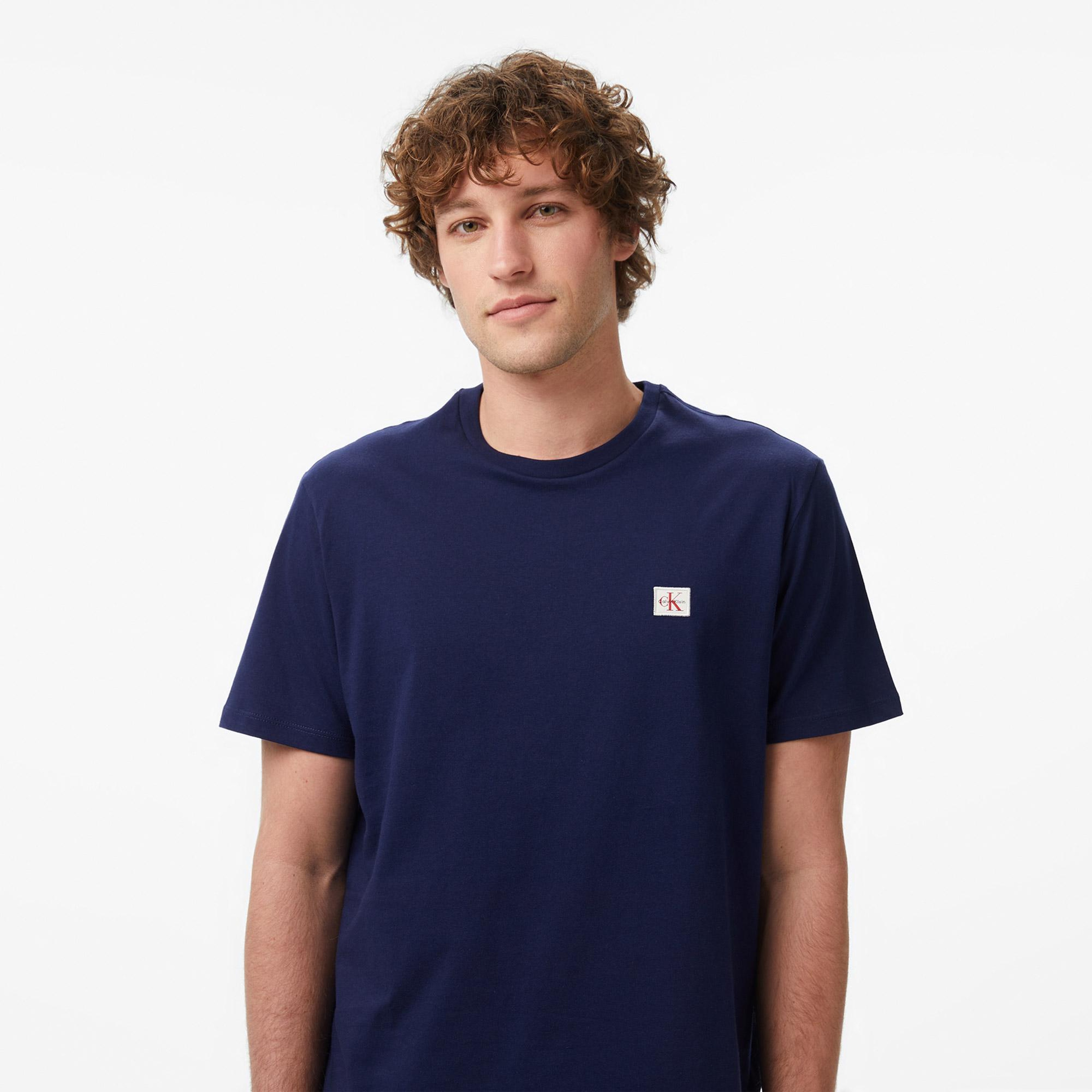 Calvin Klein Badge 30S Jersey Classic Erkek Mavi T-Shirt