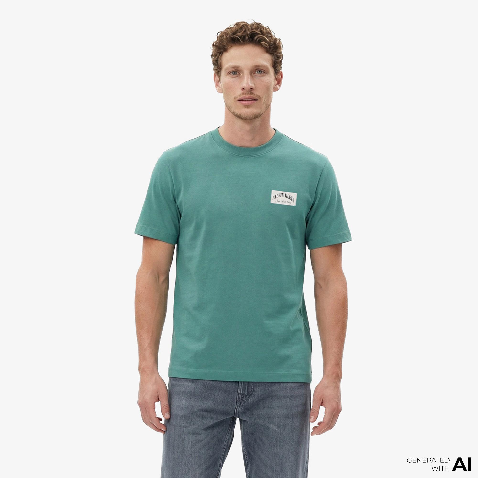 Calvin Klein 20S Easy Collegiate Badge Erkek Yeşil T-Shirt