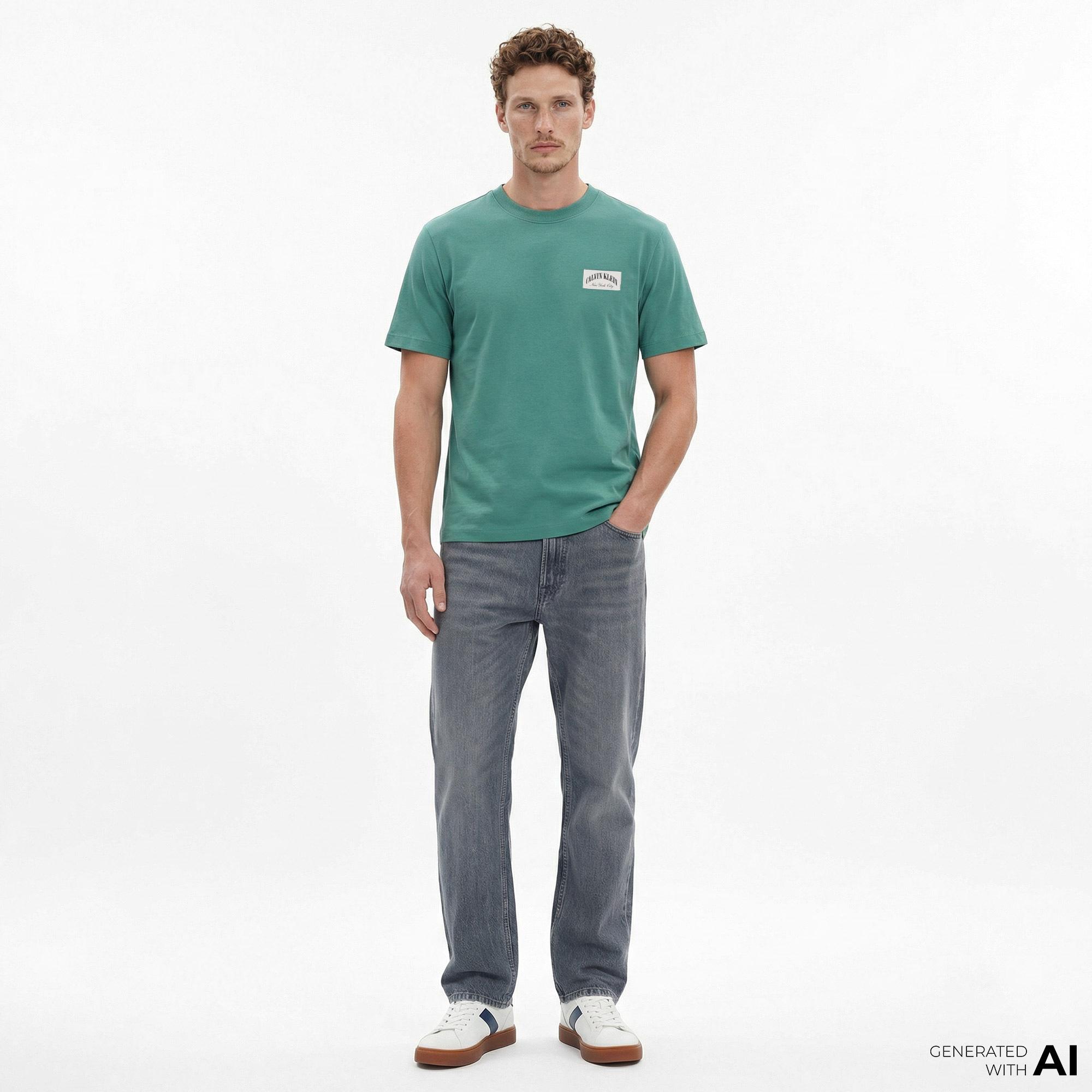 Calvin Klein 20S Easy Collegiate Badge Erkek Yeşil T-Shirt