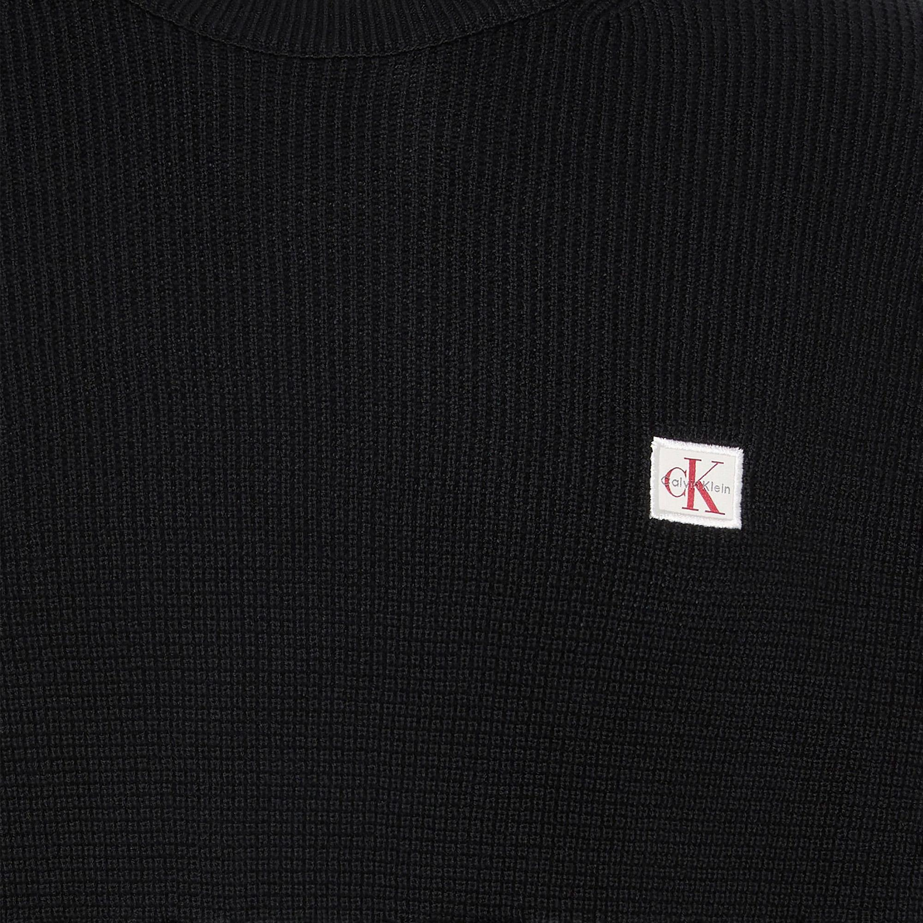 Calvin Klein Cotton Waffle Erkek Siyah Triko