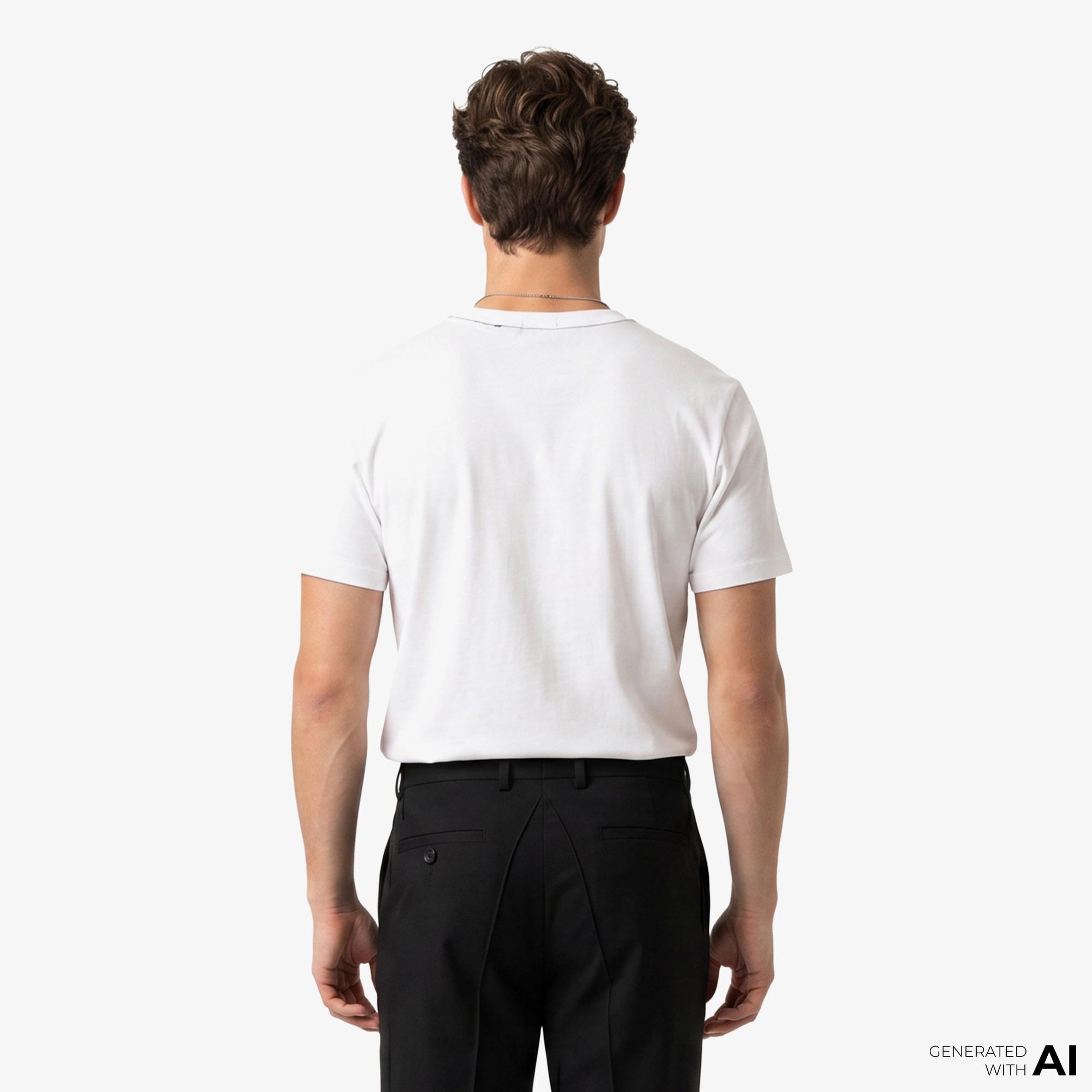 Calvin Klein Contrast Collar Stitch Crewnk Erkek Beyaz T-Shirt