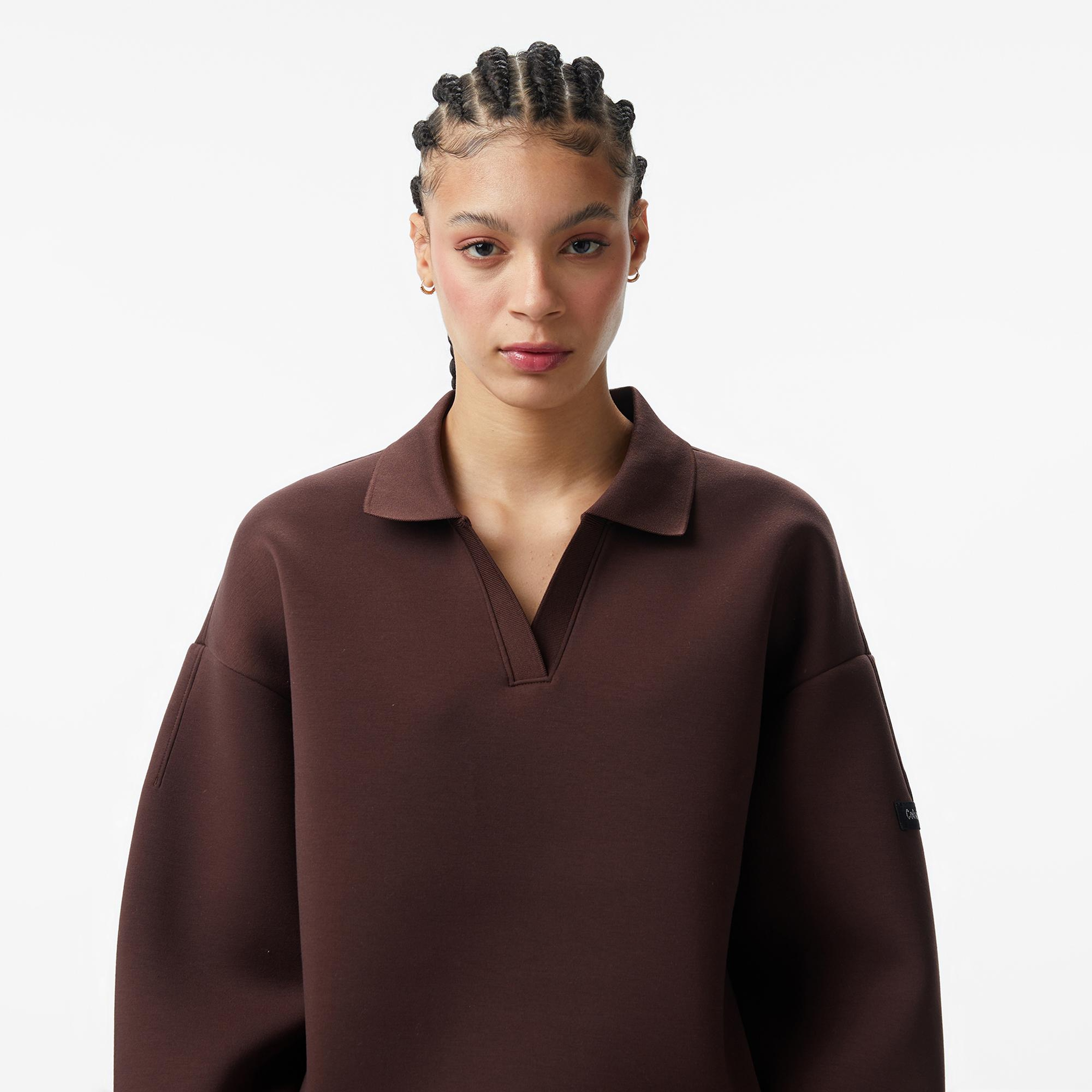 Calvin Klein Scuba Oversized Kadın Kahverengi Sweatshirt
