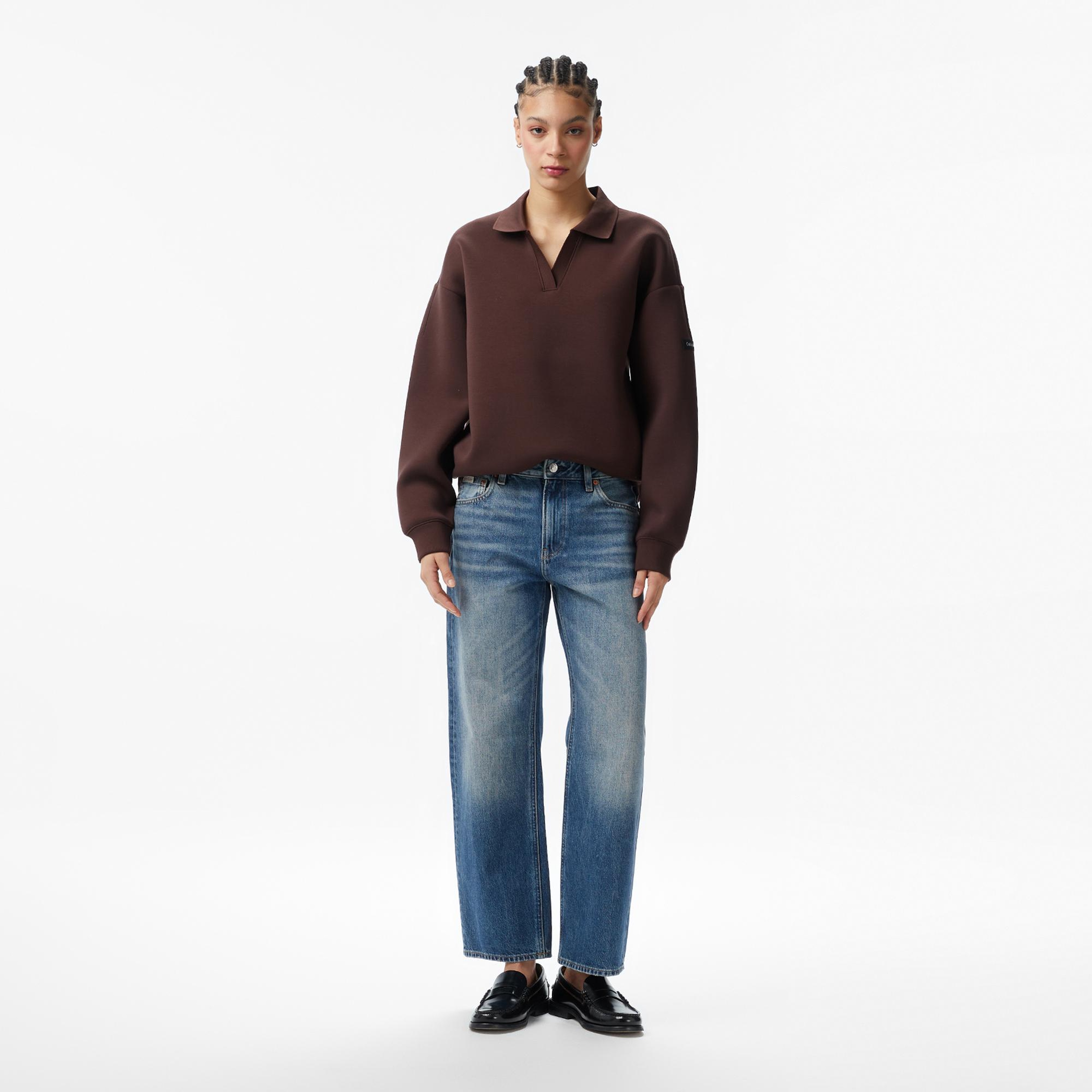 Calvin Klein Scuba Oversized Kadın Kahverengi Sweatshirt