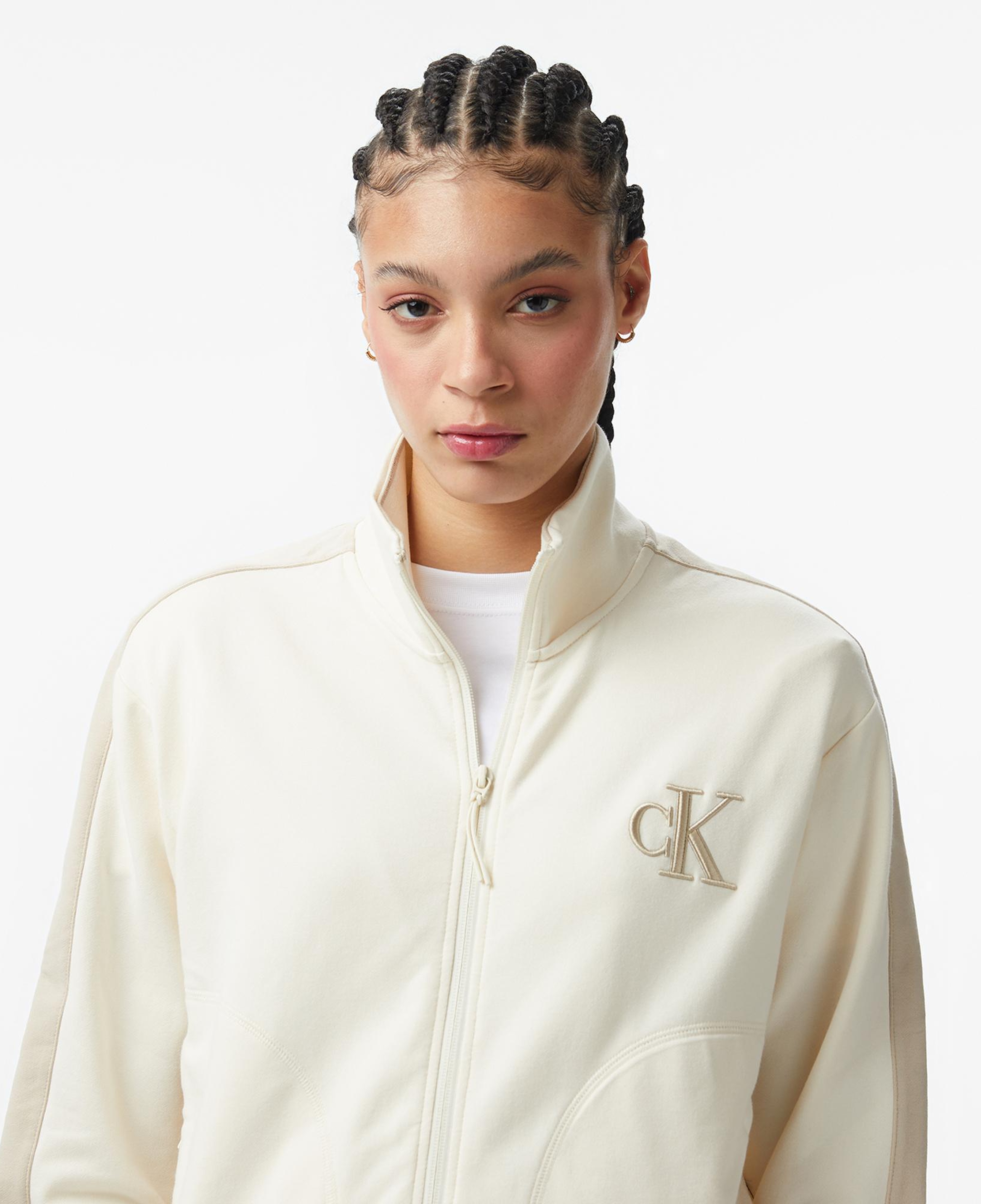 Calvin Klein Stretch Terry Track Kadın Beyaz Ceket