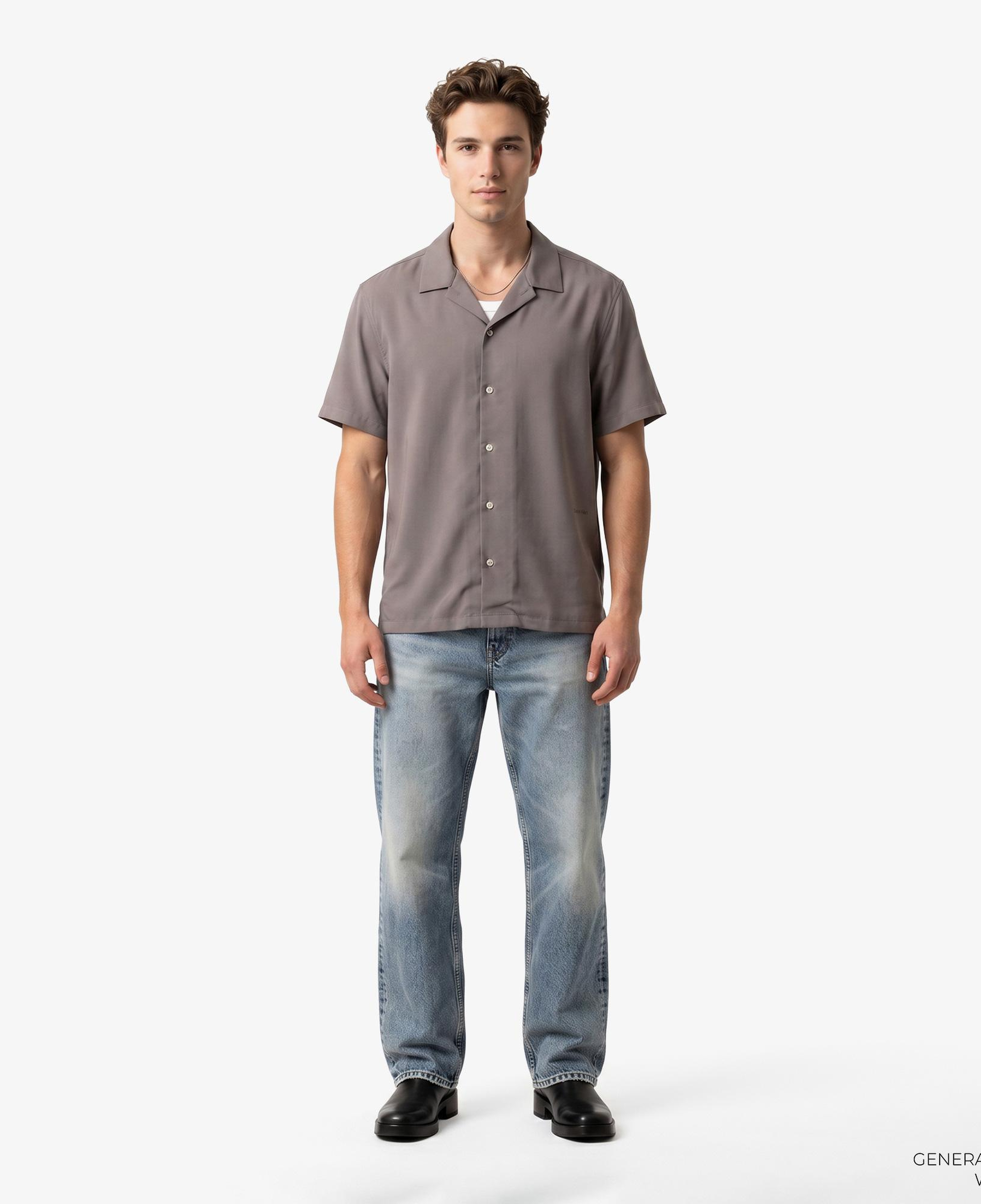 Calvin Klein Camp Collar Drapey Erkek Kahverengi Gömlek
