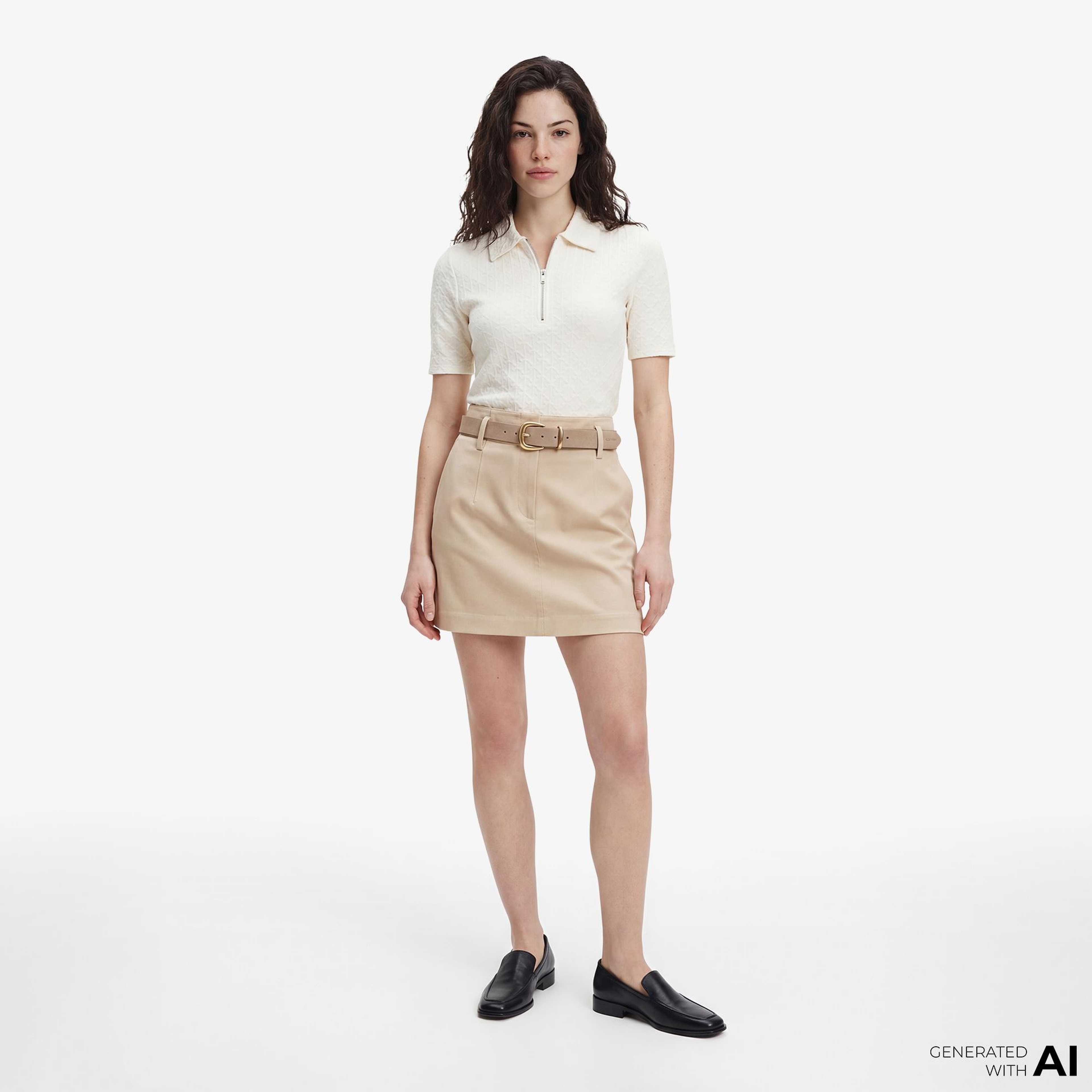 Calvin Klein Textured Kadın Beyaz Triko