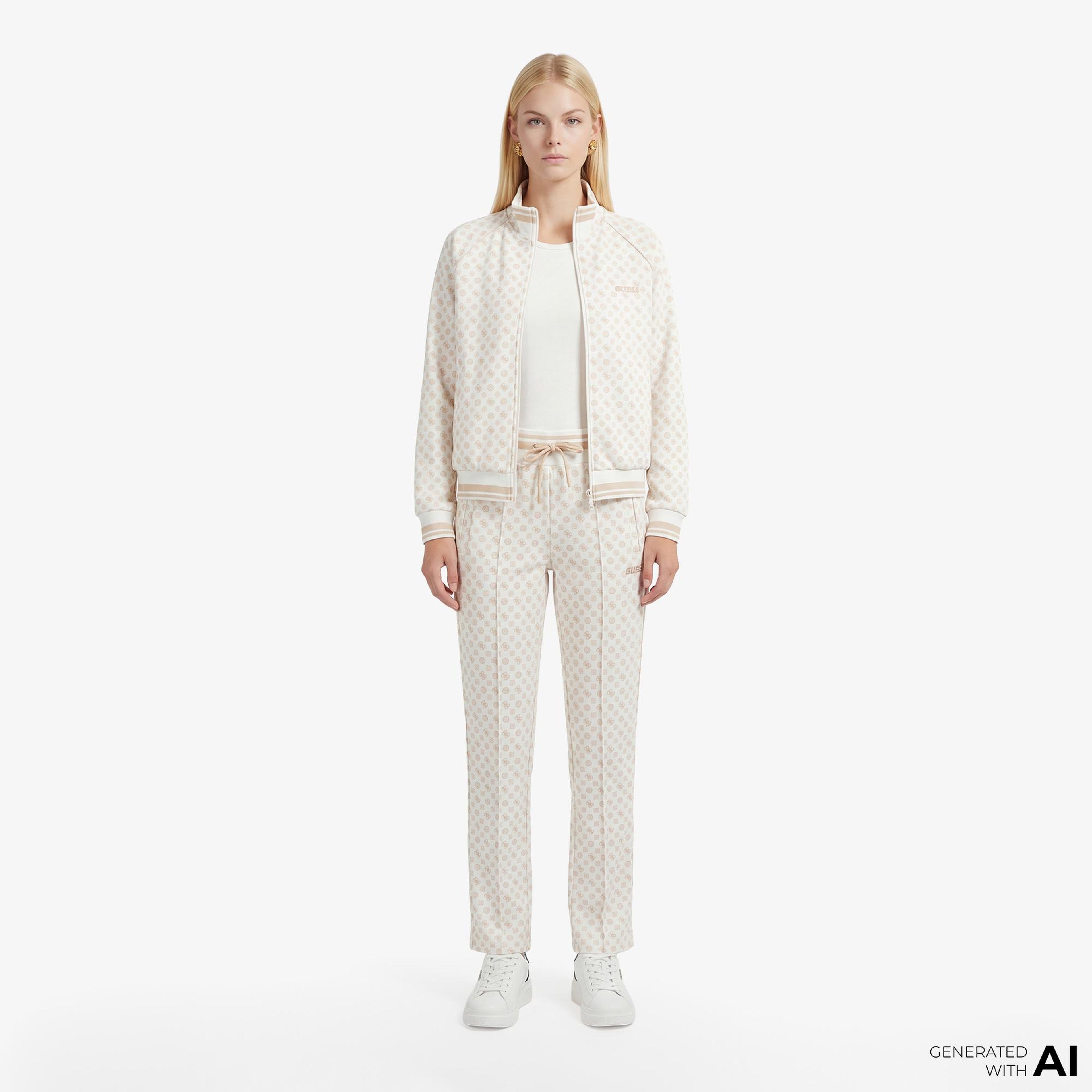 Guess Aggie Aktif Scuba Kadın Krem Eşofman Altı