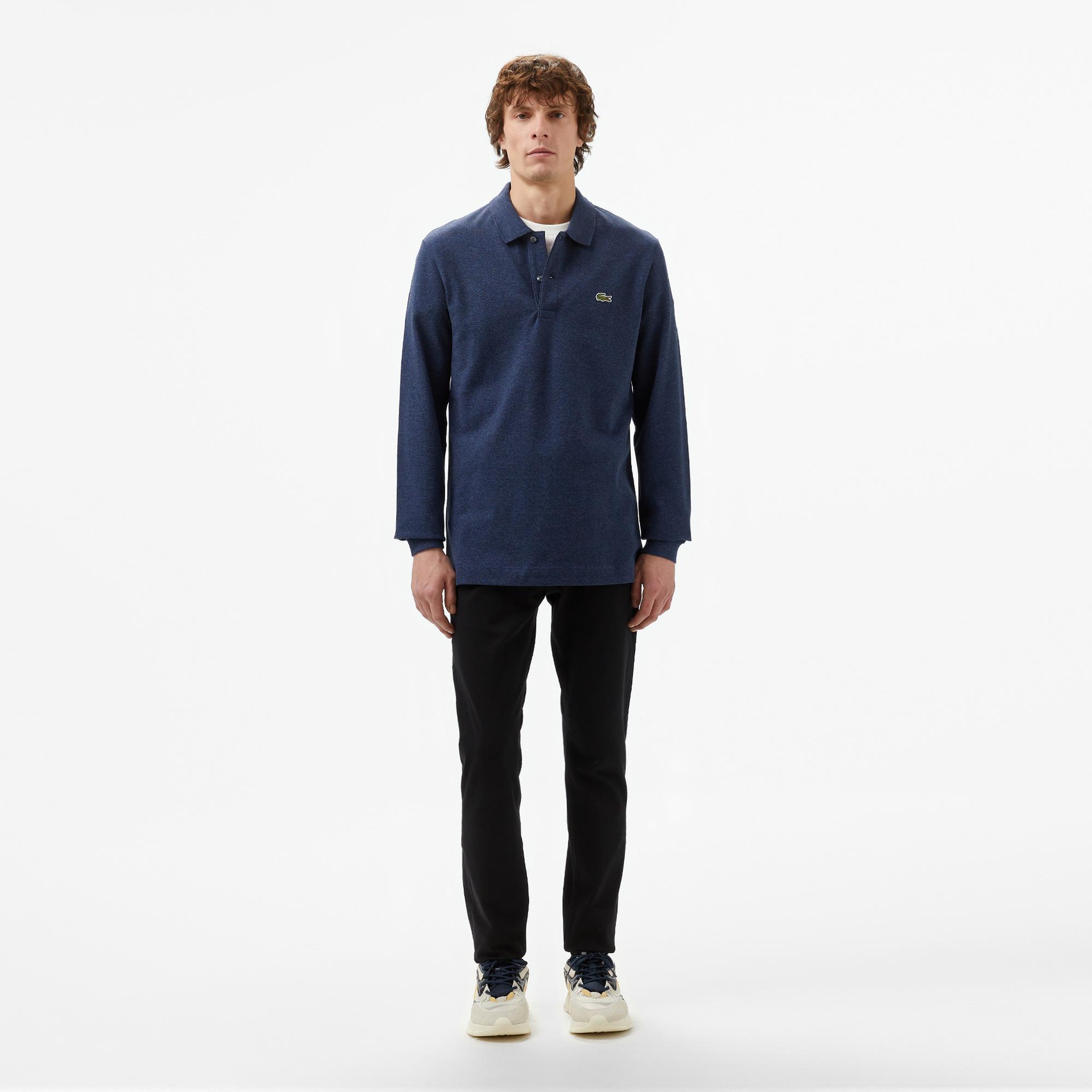 L.12.12 Erkek Slim Fit Uzun Kollu Lacivert Polo