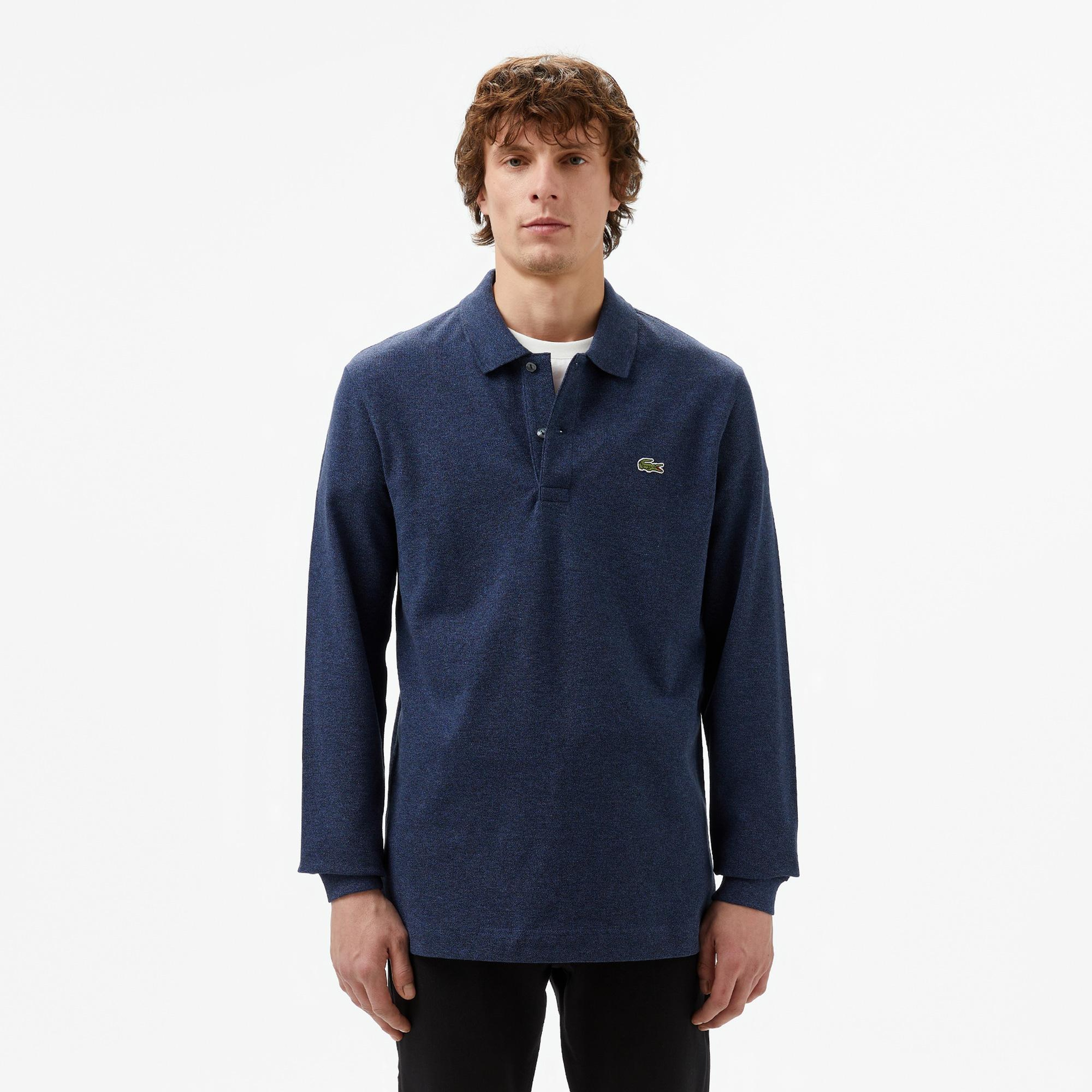 L.12.12 Erkek Slim Fit Uzun Kollu Lacivert Polo