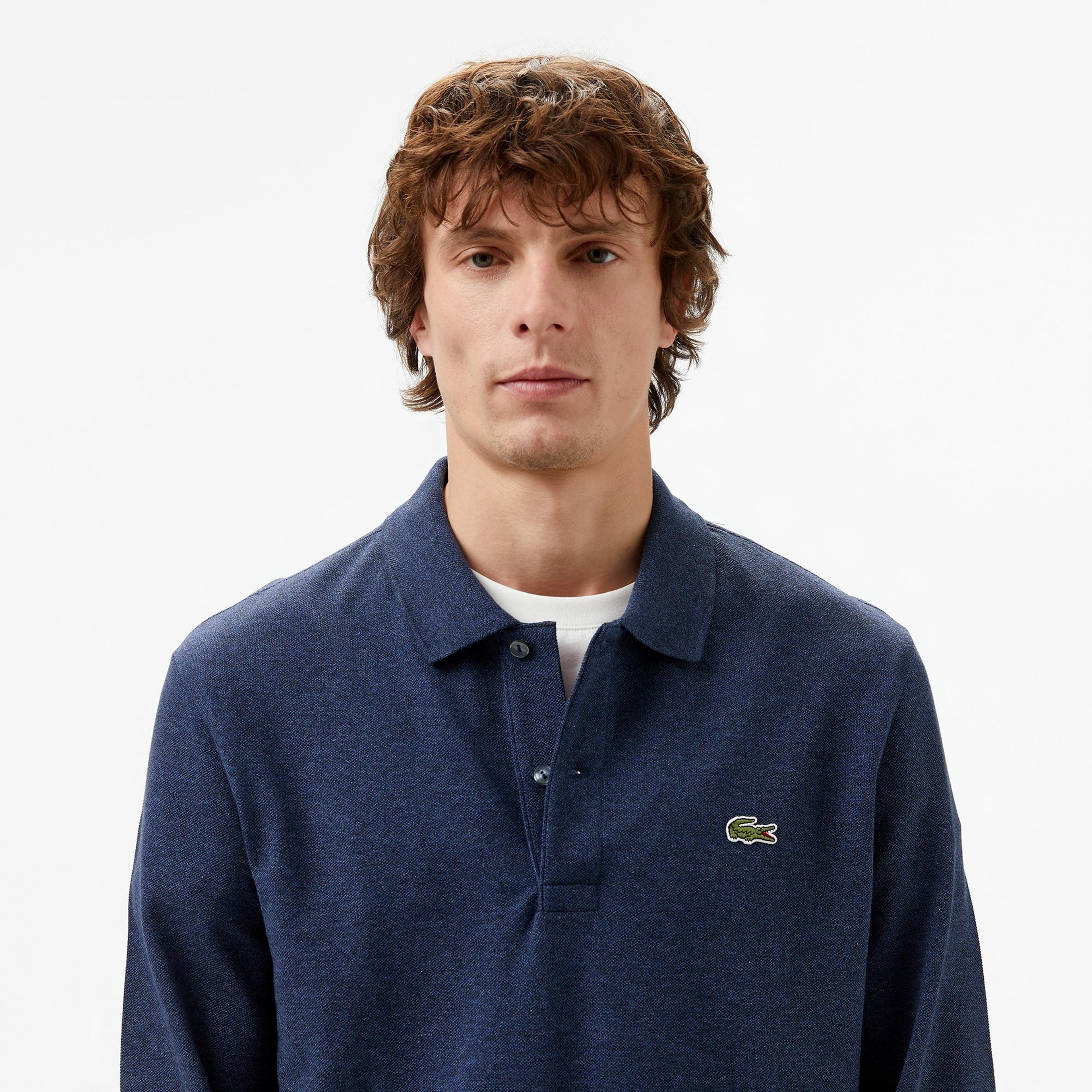 L.12.12 Erkek Slim Fit Uzun Kollu Lacivert Polo