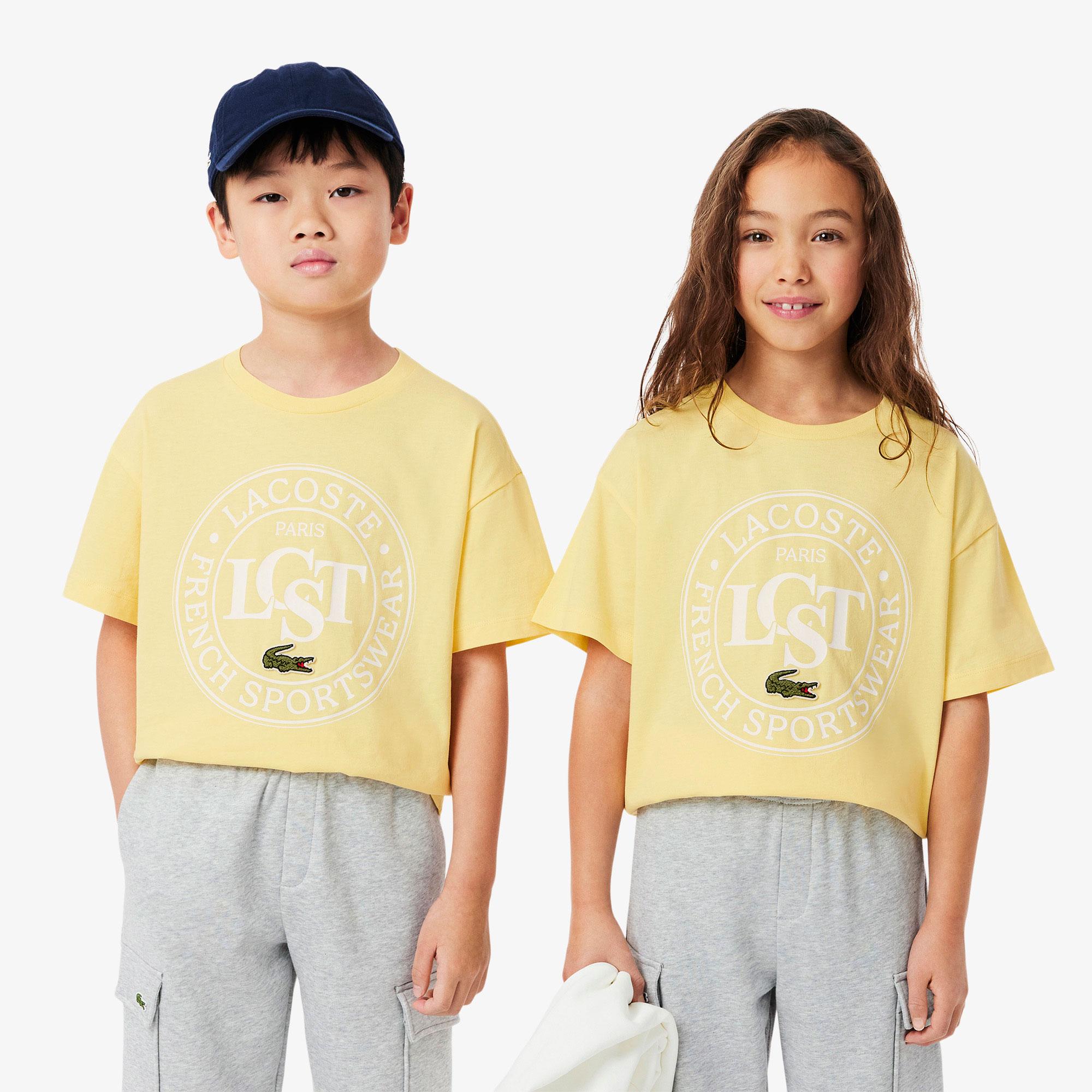 Lacoste Çocuk Bisiklet Yaka Baskılı Sarı T-Shirt