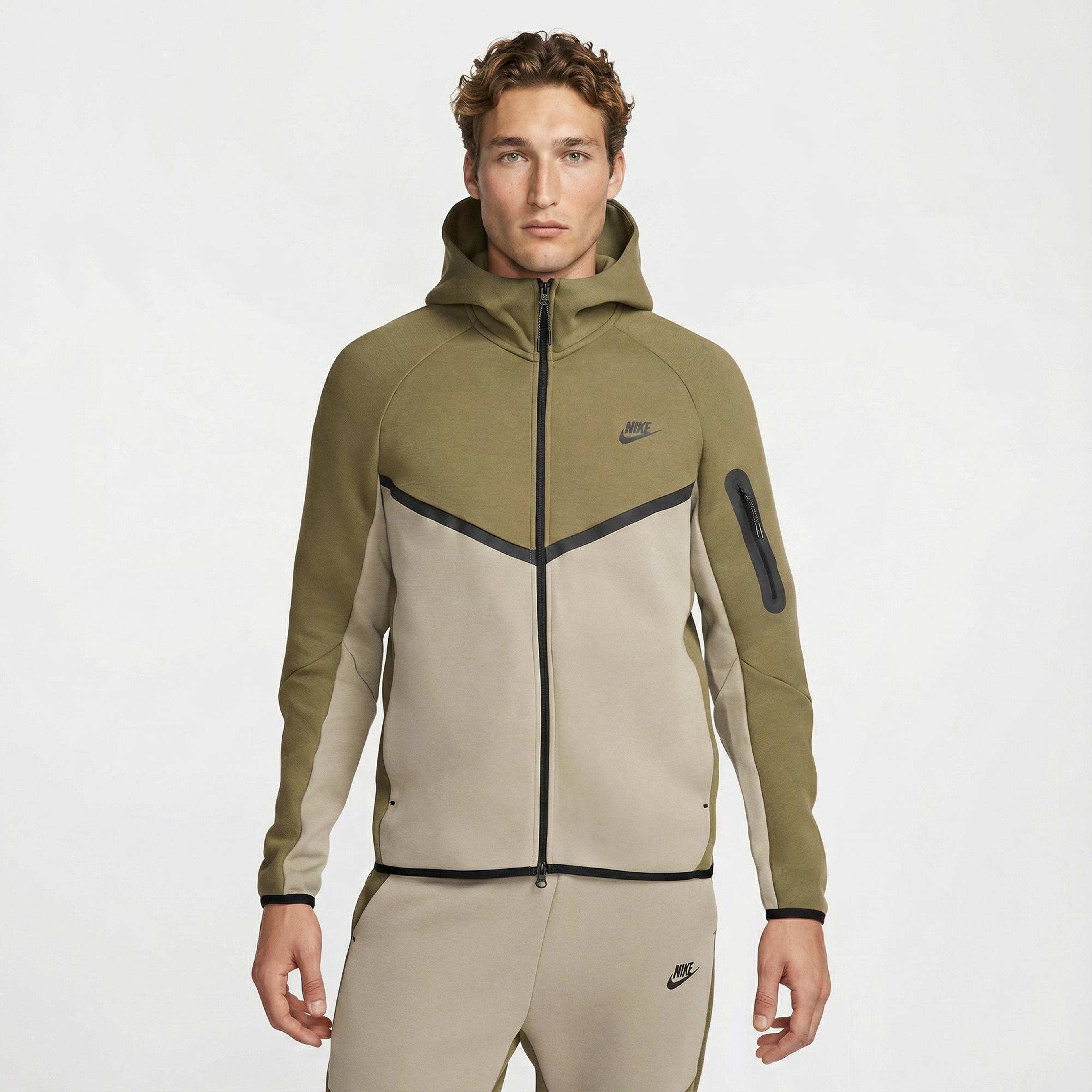 Nike Tech Fleece Erkek Haki Kapüşonlu Hoodie
