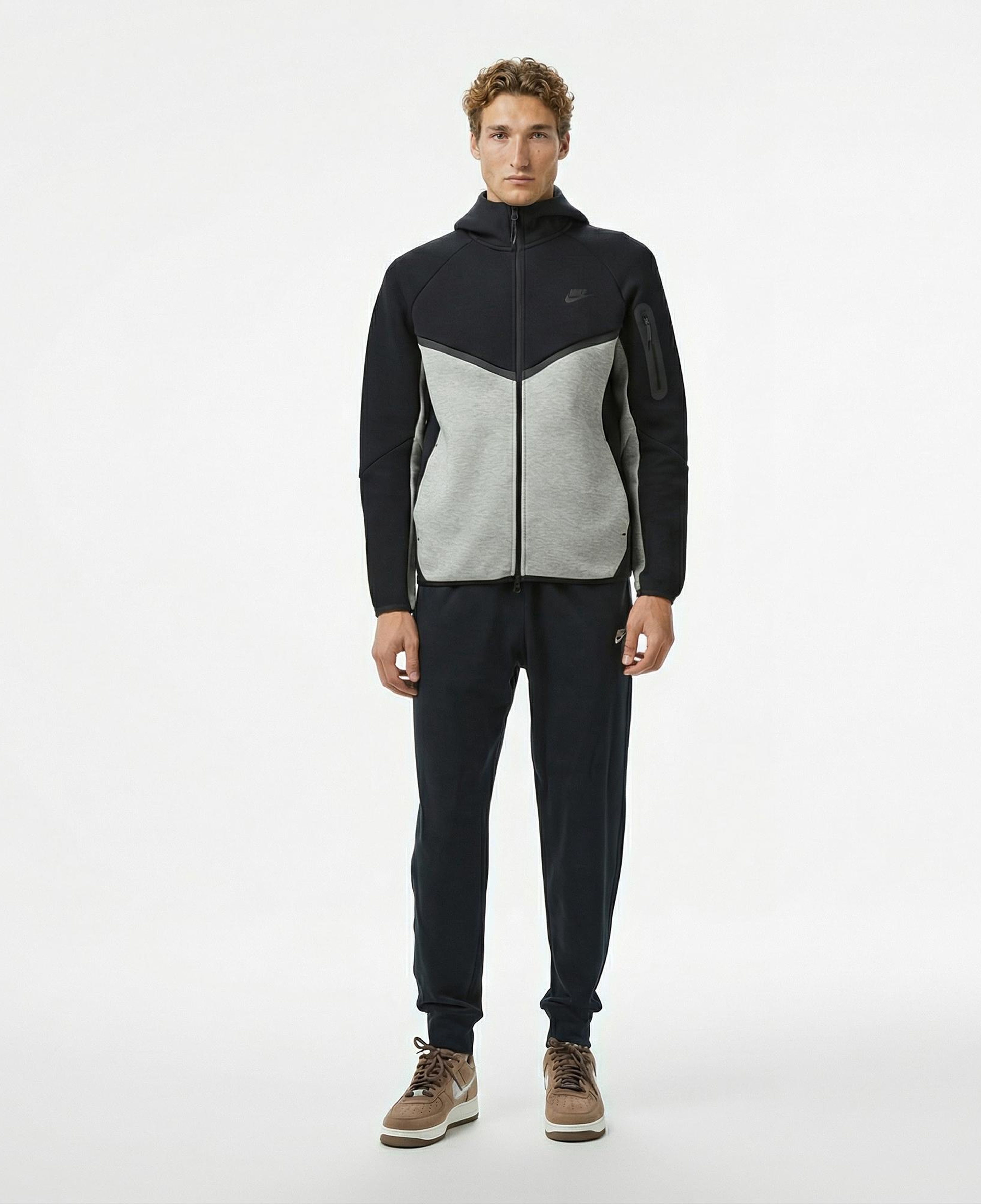 Nike Tech Fleece Erkek Gri Kapüşonlu Hoodie