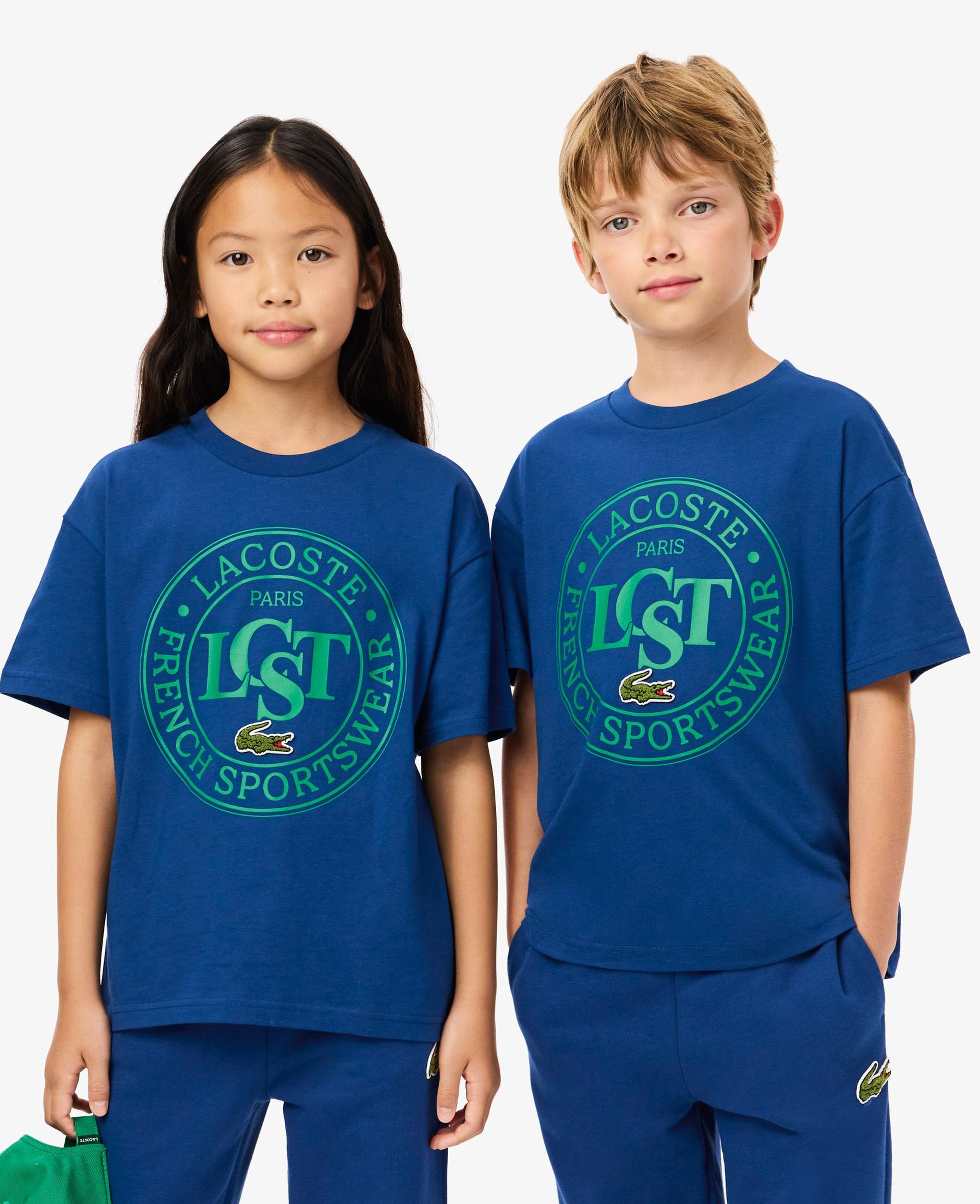Lacoste Çocuk Bisiklet Yaka Baskılı Mavi T-Shirt