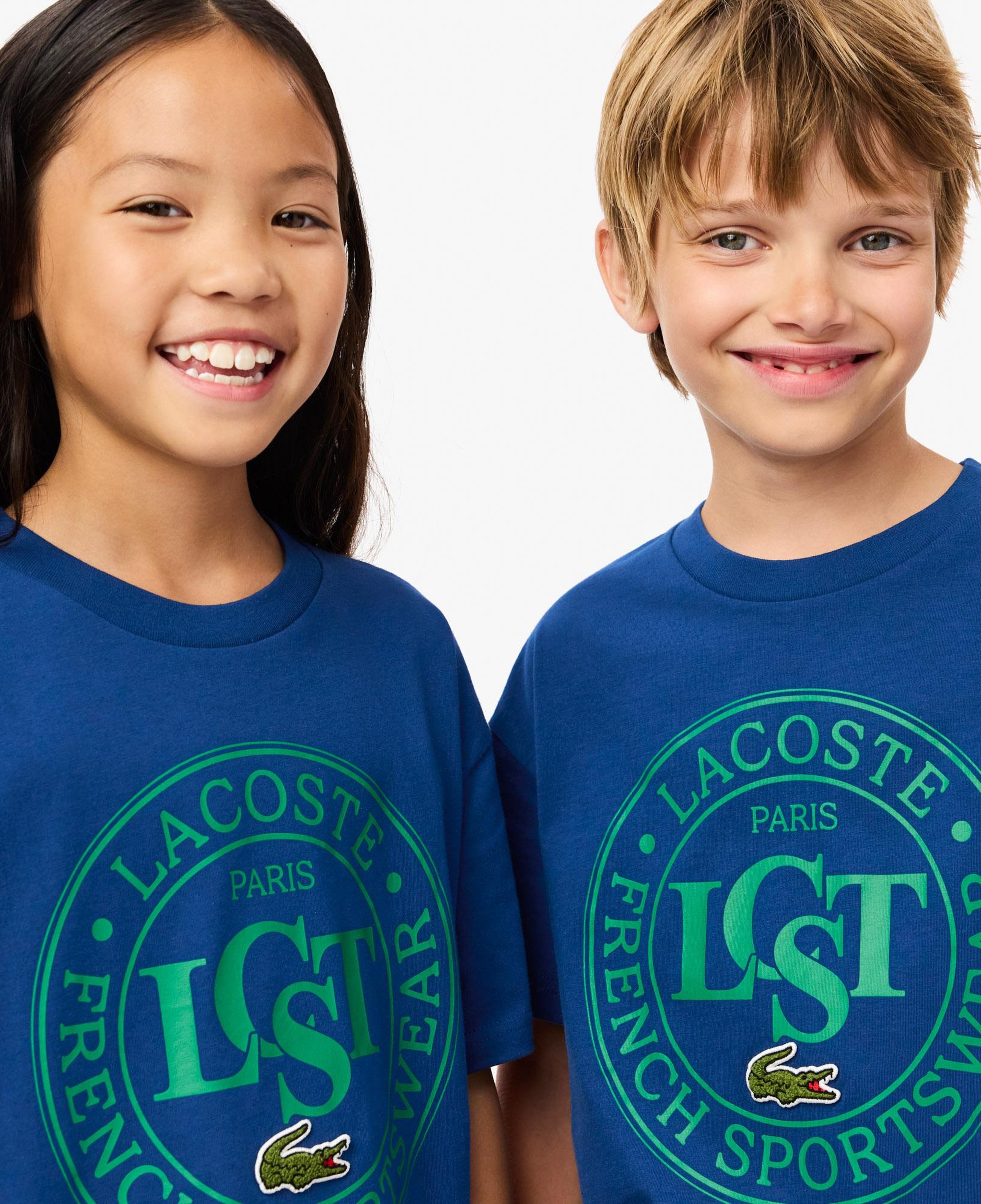 Lacoste Çocuk Bisiklet Yaka Baskılı Mavi T-Shirt