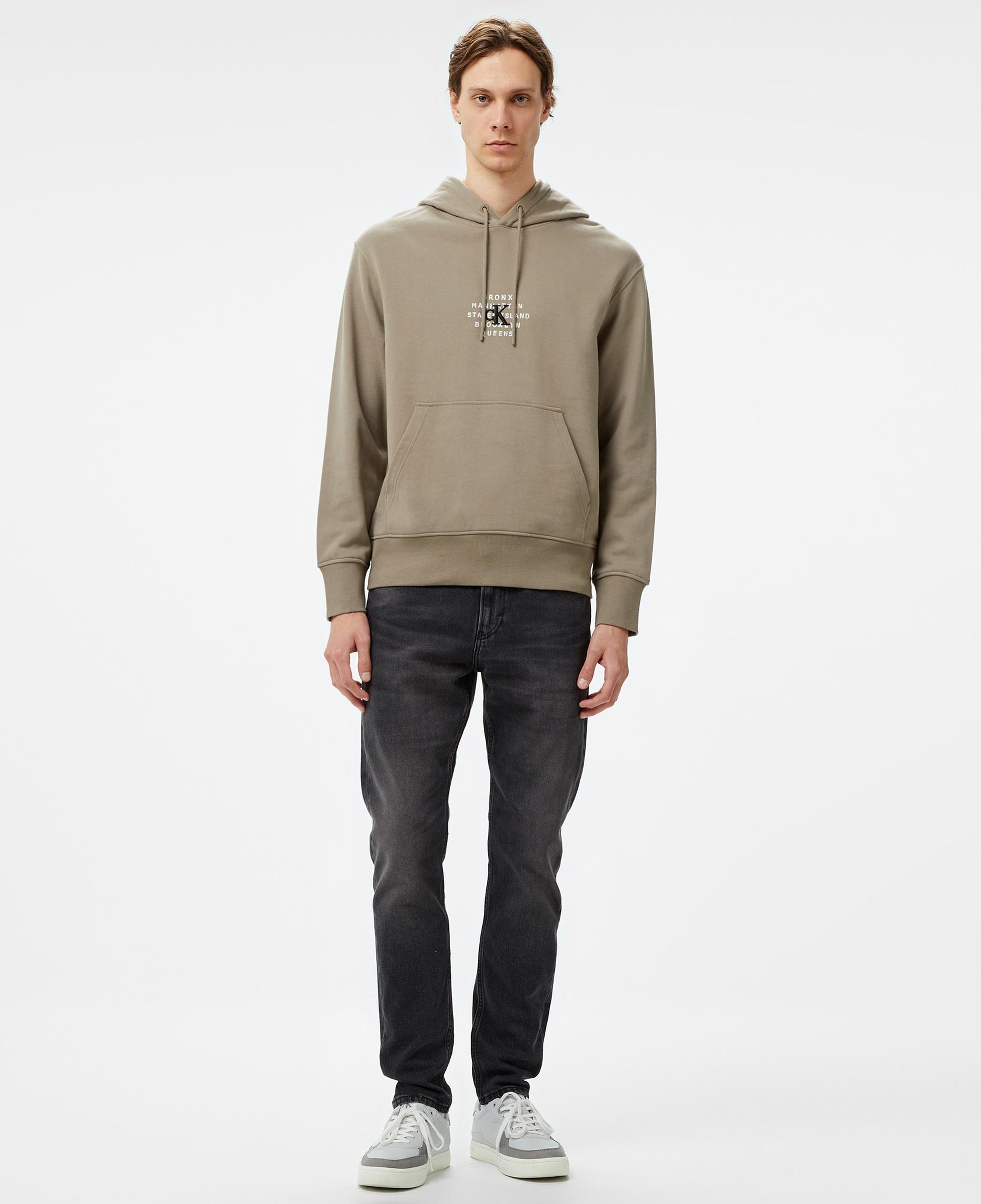 Calvin Klein Jeans Nyc Stamp Graphic Erkek Bej Hoodie