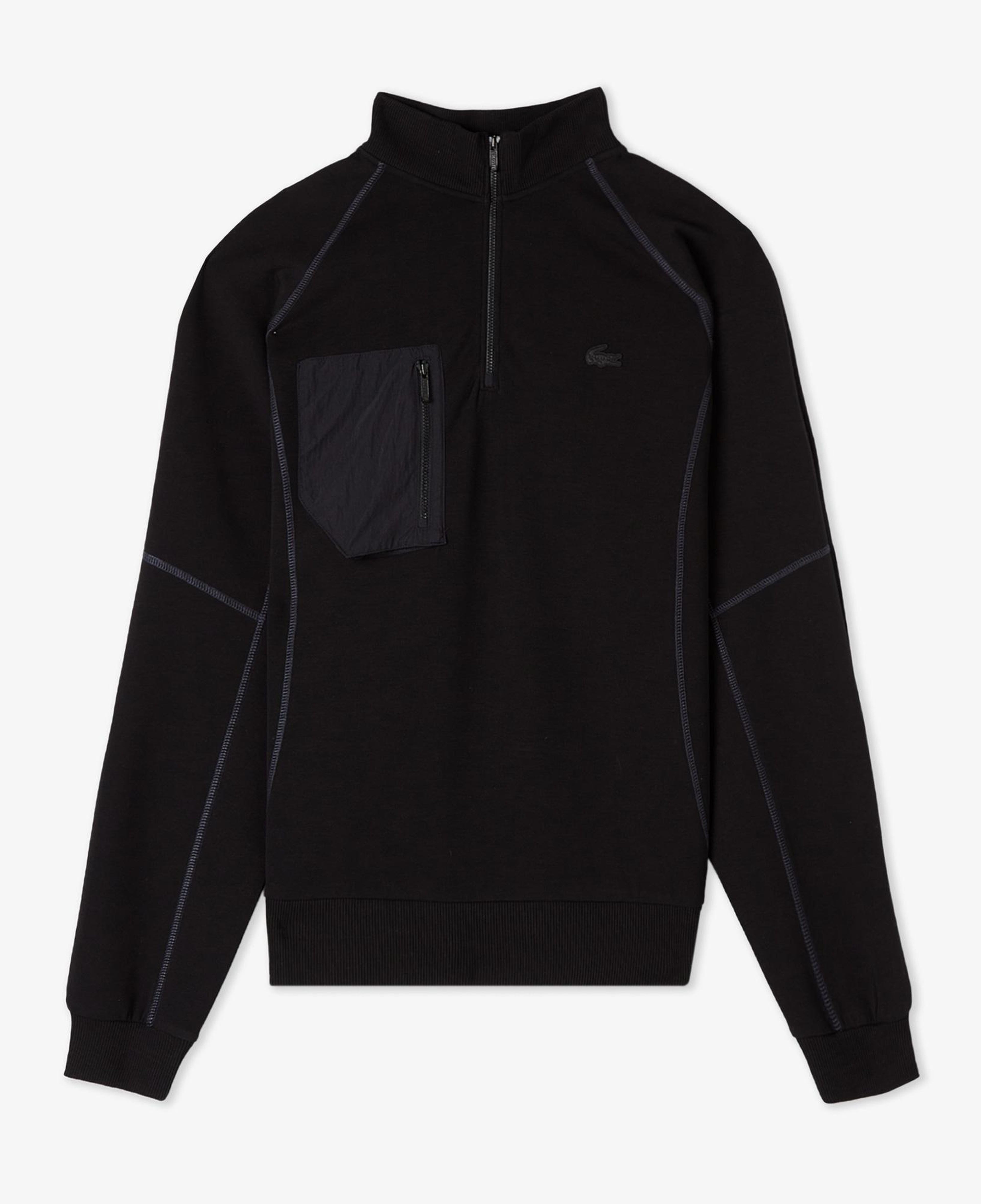Erkek Relaxed Fit Yarım Fermuarlı Siyah Sweatshirt