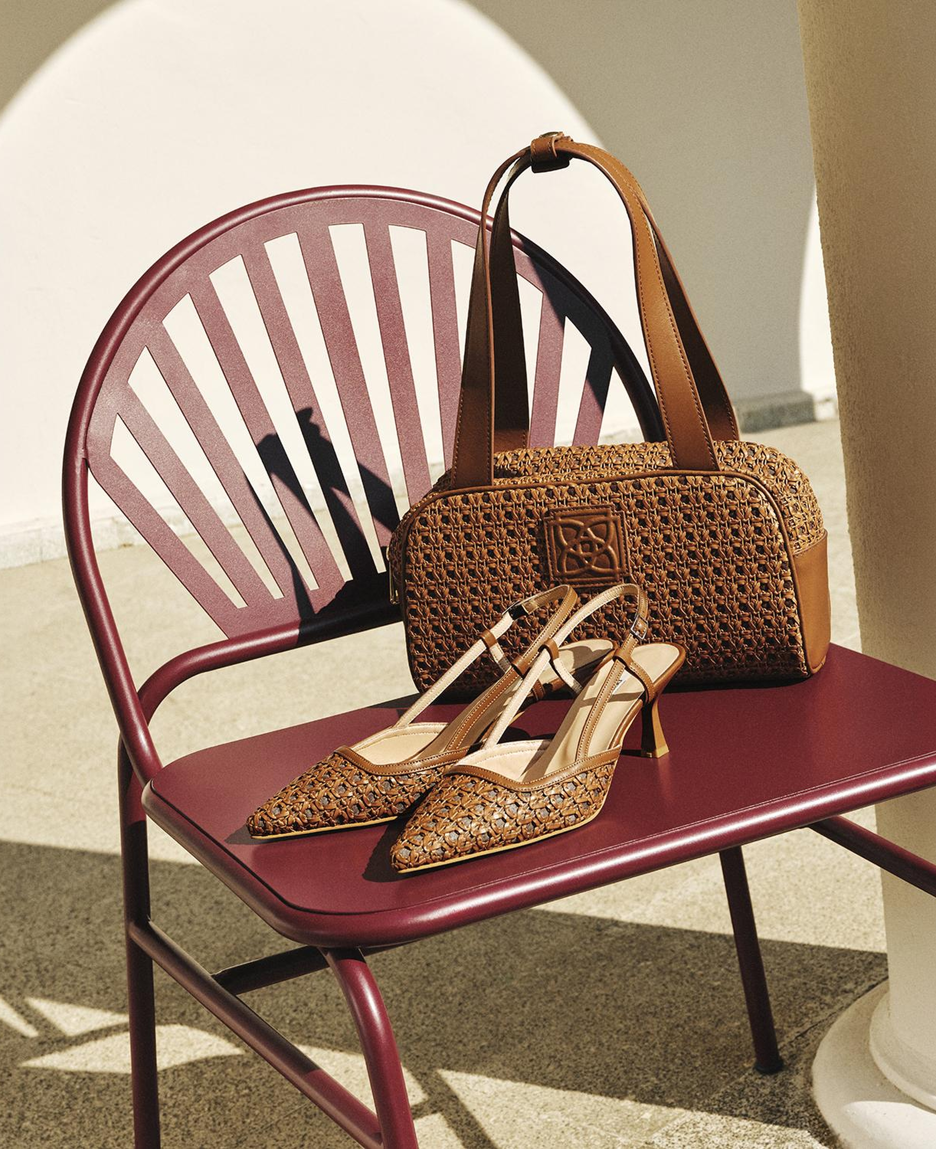 Kadın Taba Sivri Burunlu Slingback Deri Topuklu Ayakkabı