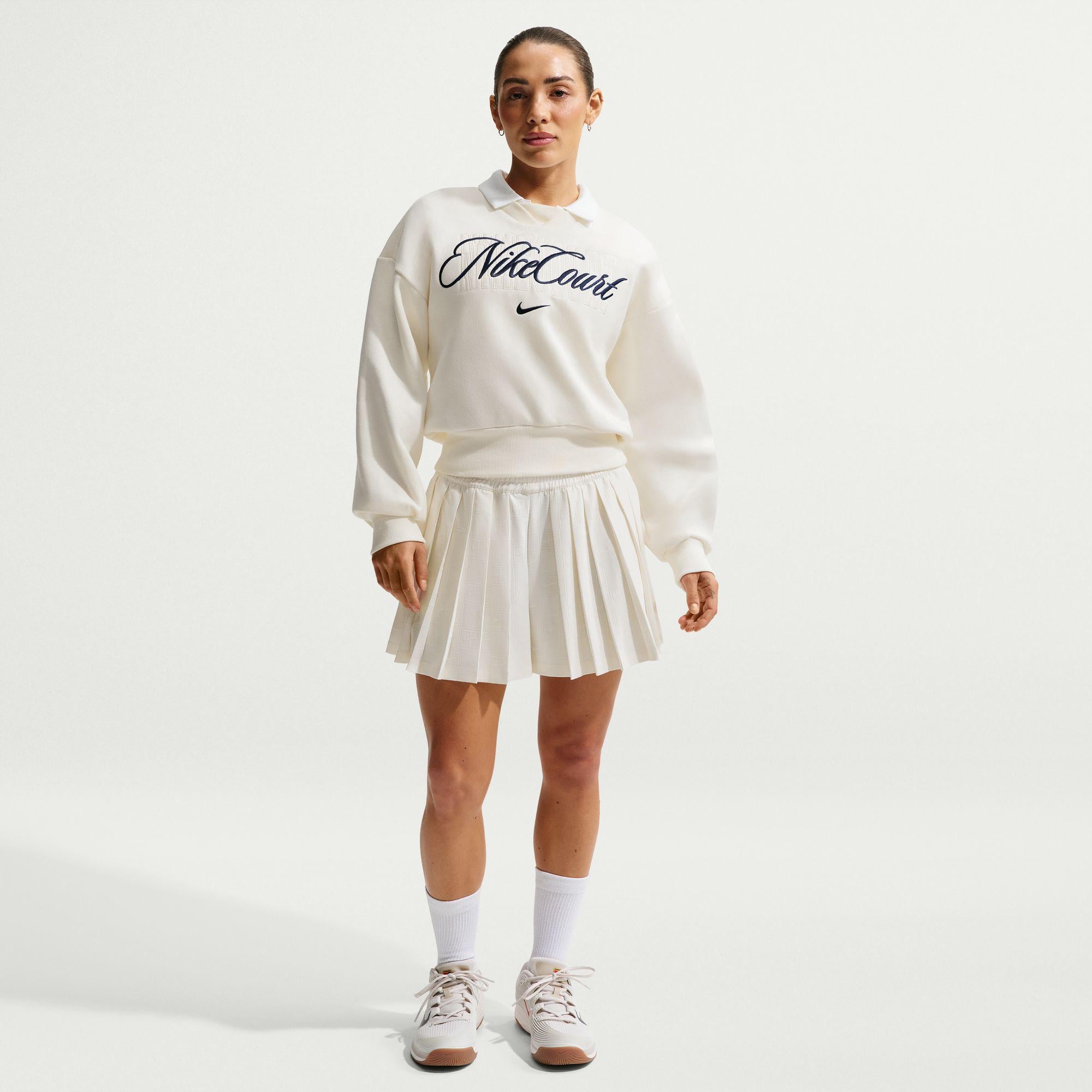 Nike Court Collection Fleece Kadın Krem Rengi Sweatshırt