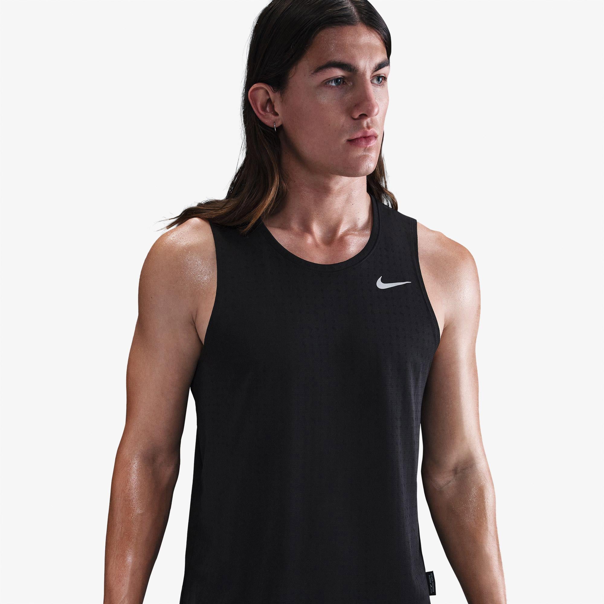 Nike Dri-Fit Breathe Miler Erkek Siyah Kolsuz T-Shirt