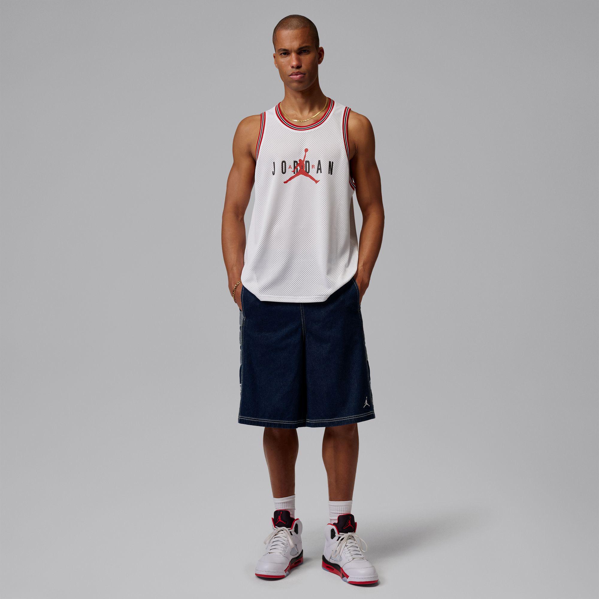 Jordan Brooklyn Mesh Jersey Erkek Beyaz Kolsuz T-Shirt