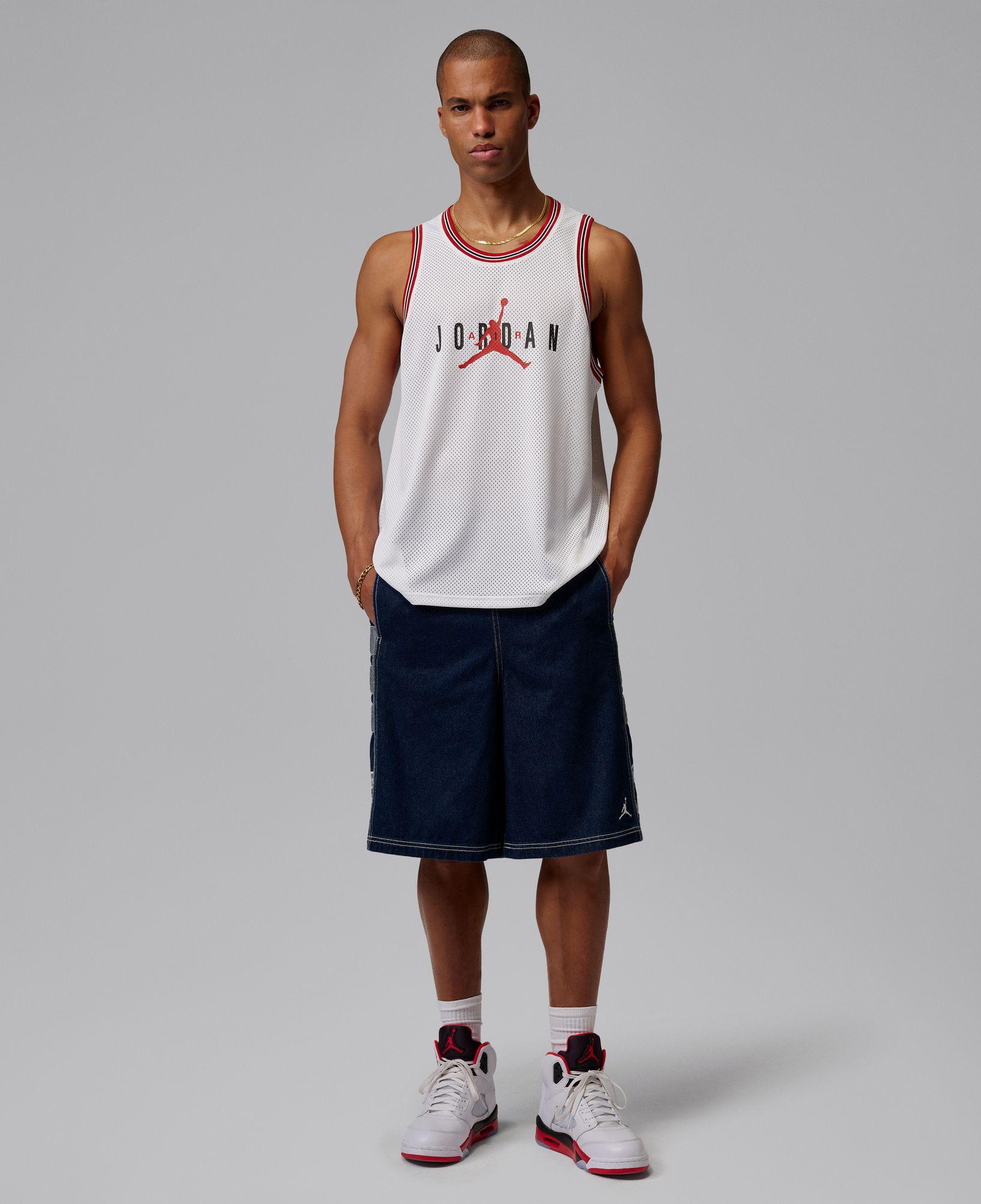 Jordan Brooklyn Mesh Jersey Erkek Beyaz Kolsuz T-Shirt