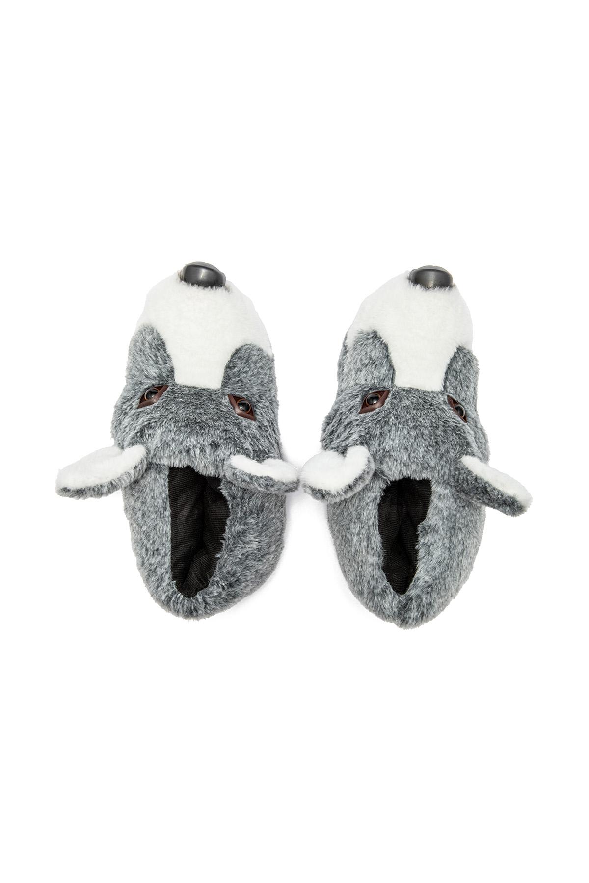 Husky Erkek Hayvanlı Panduf Gri 41/46
