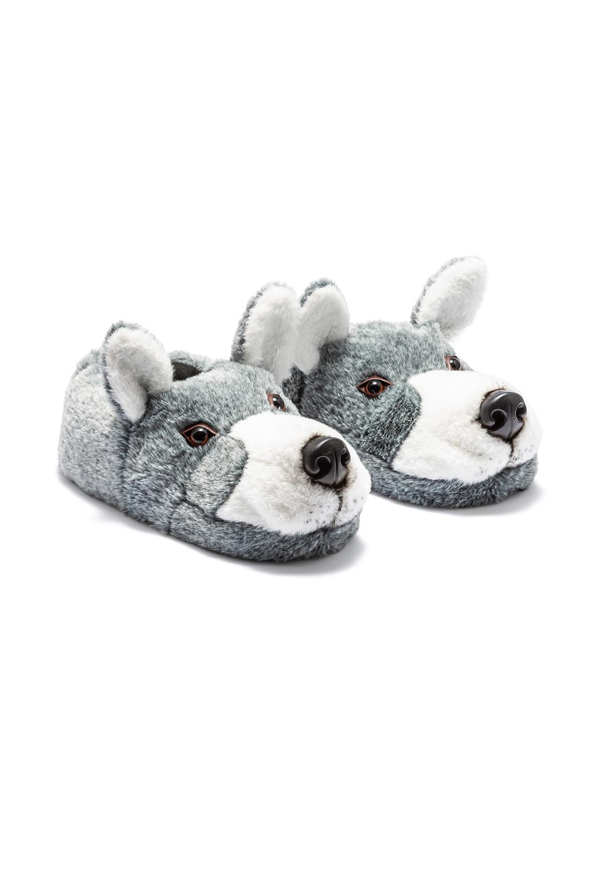 Husky Erkek Hayvanlı Panduf Gri 41/46