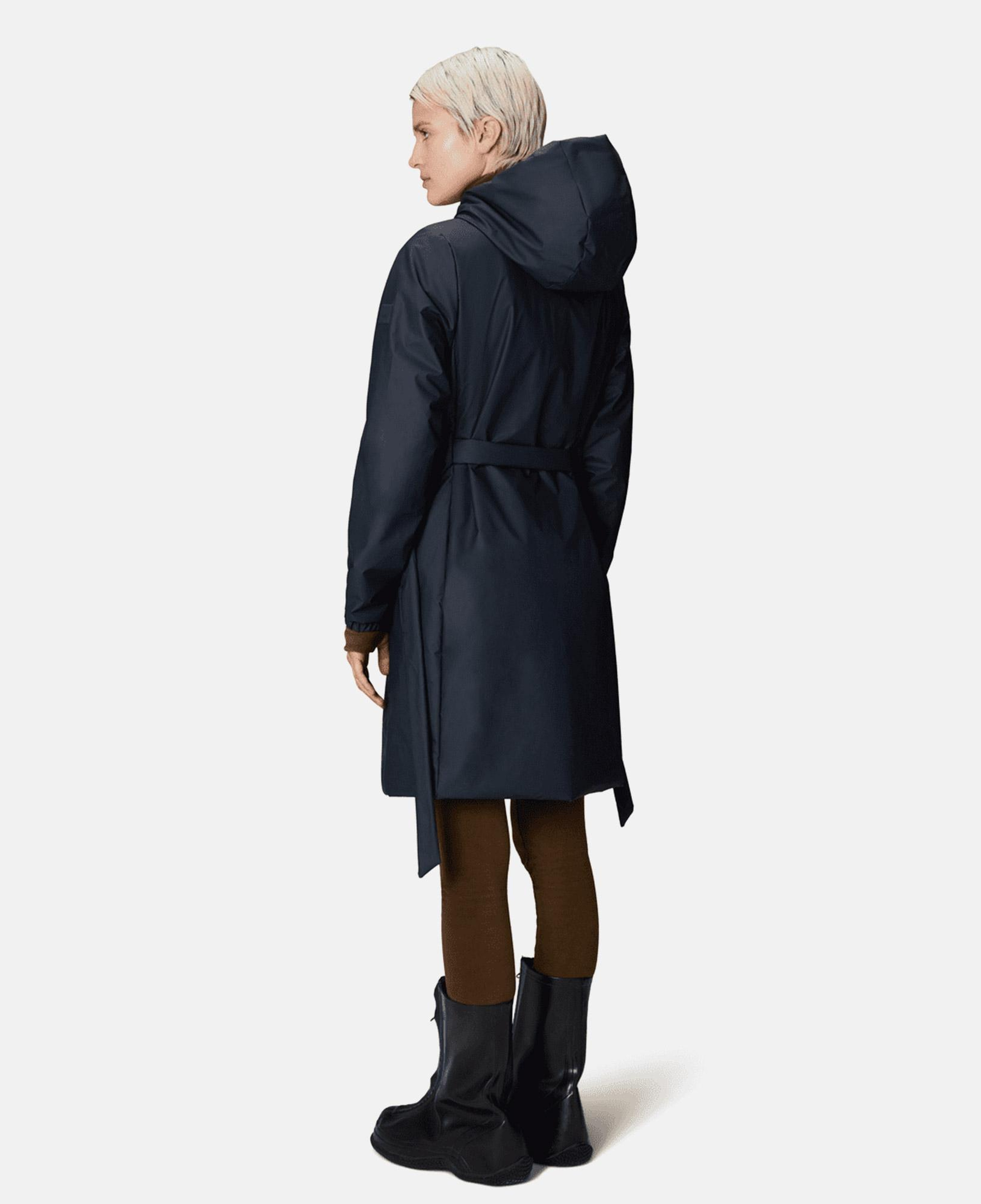 Rains Lohja Long Insulated Curve Jacket W3T2 Unisex Lacivert Yağmurluk