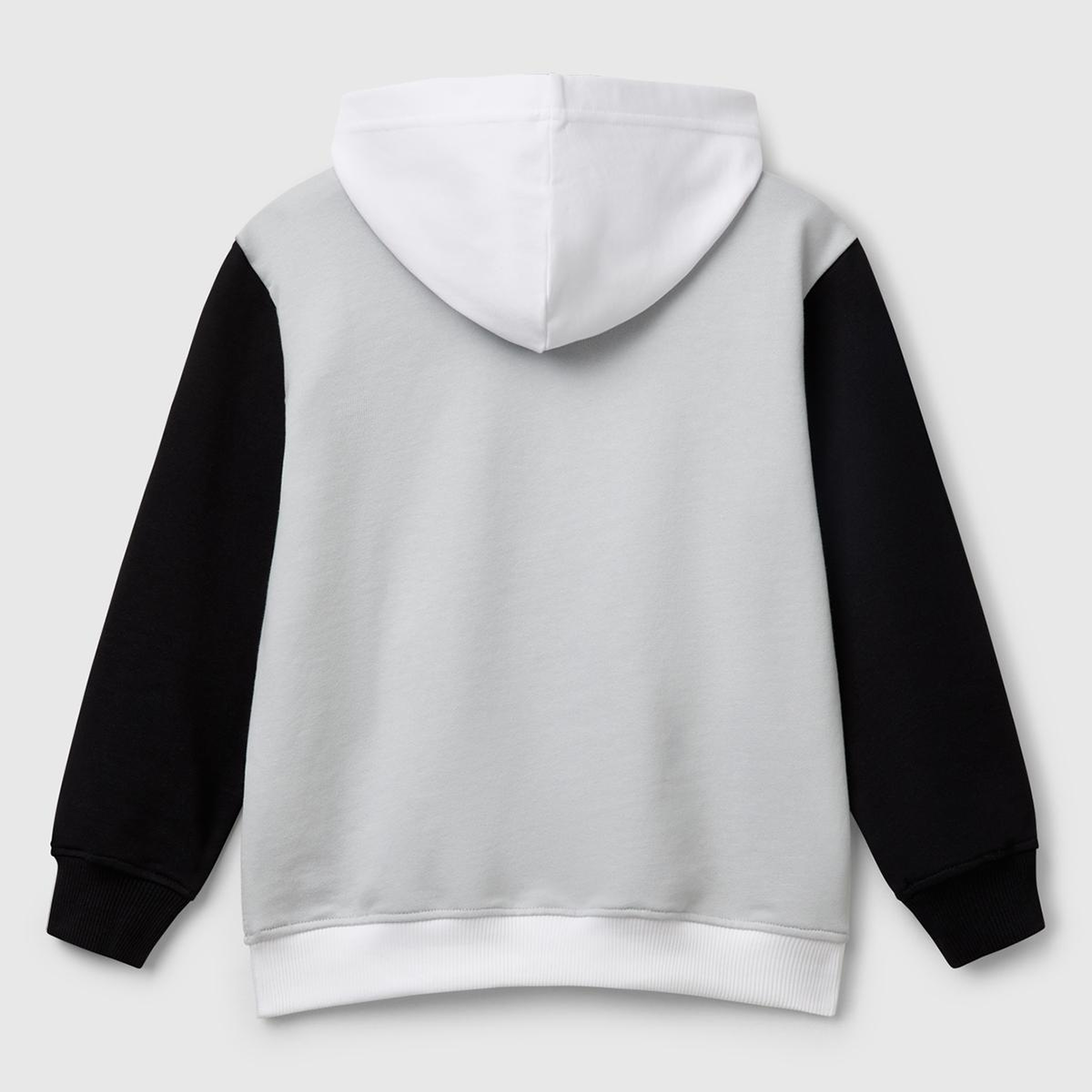 Erkek Çocuk Gri Benetton Logolu Kanguru Cepli Kapüşonlu Sweatshirt