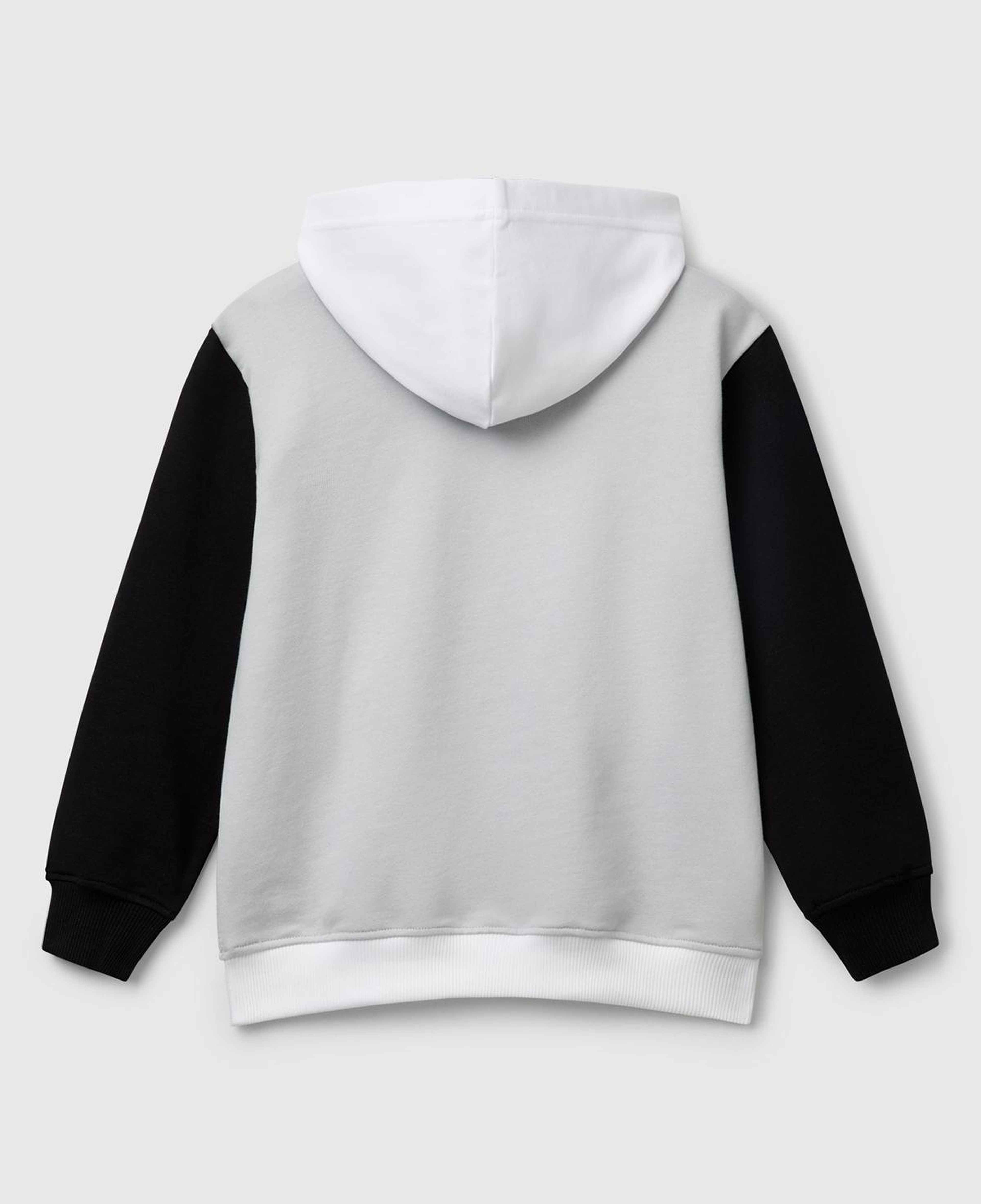 Erkek Çocuk Gri Benetton Logolu Kanguru Cepli Kapüşonlu Sweatshirt