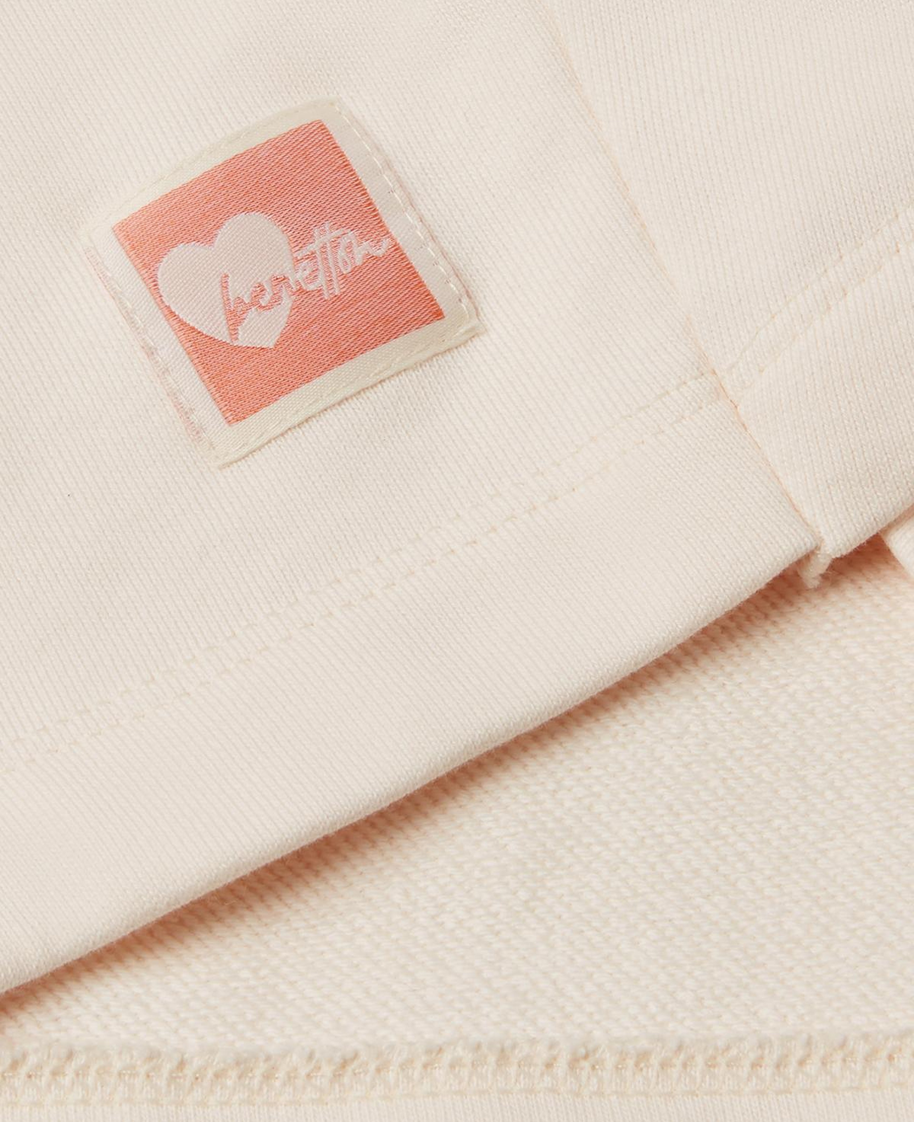 Kız Çocuk Ekru Arkası Logo Etiketli Kapüşonlu Relax Fit Sweatshirt