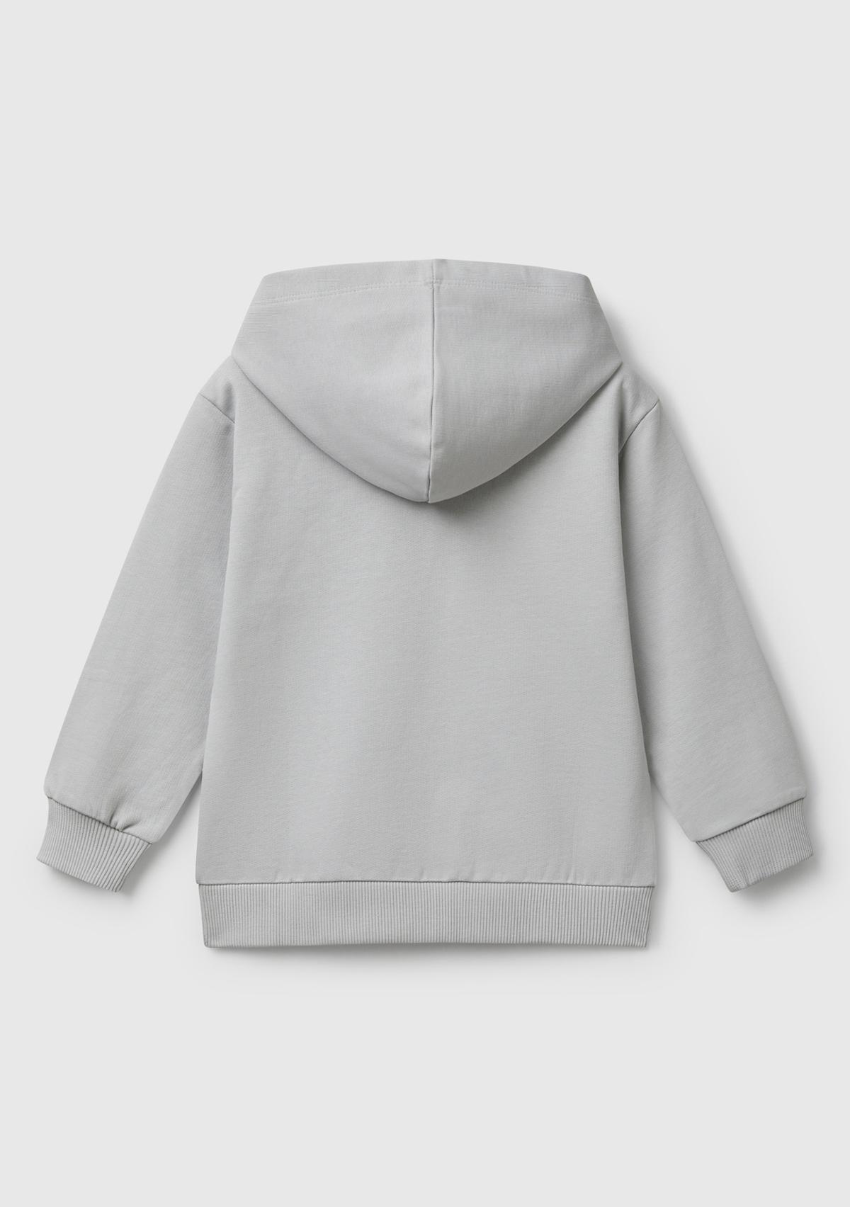 Erkek Çocuk Gri Melanj Marvel Kahraman Baskılı Etiket Logolu Kapüşonlu Sweatshirt