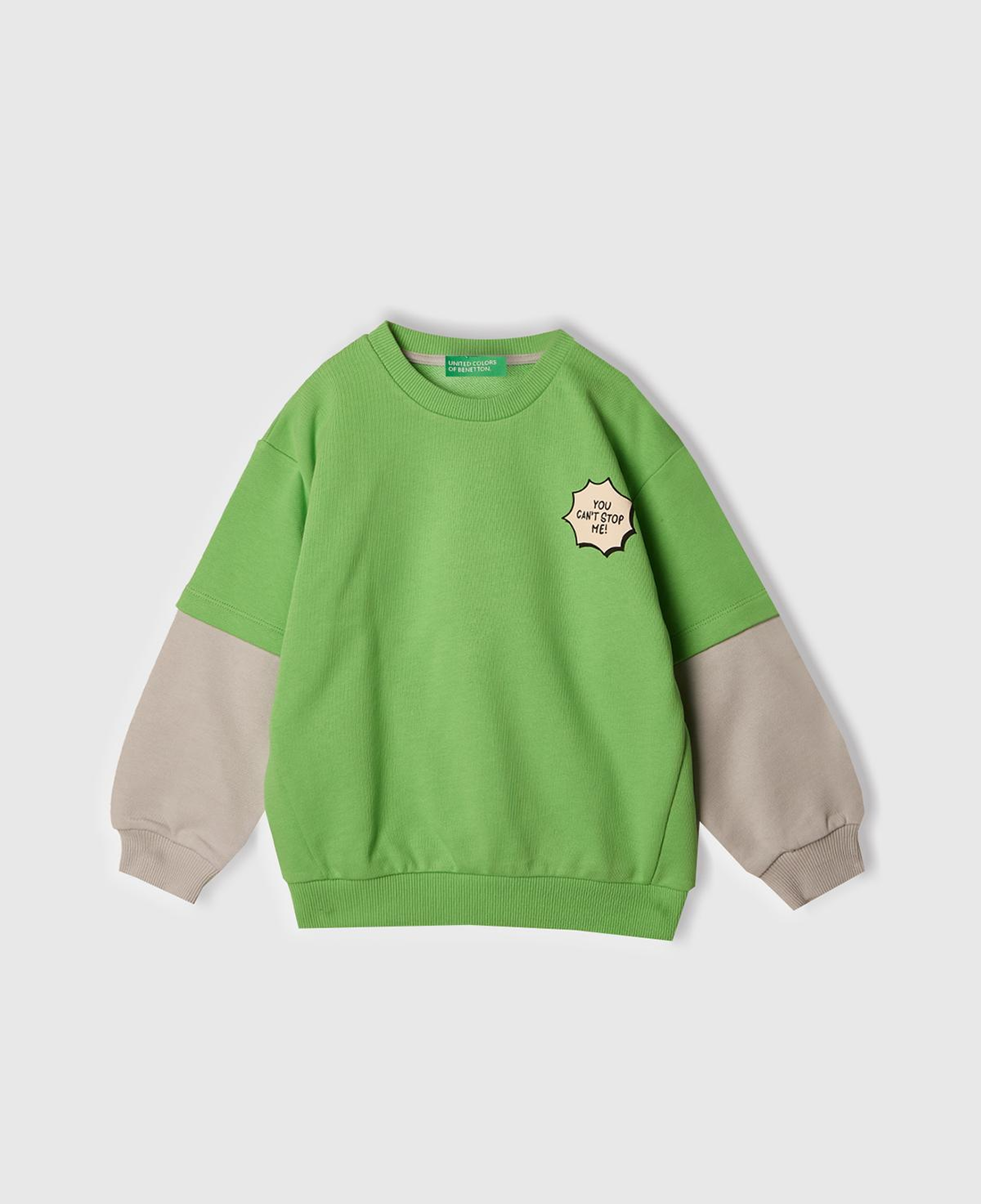 Erkek Çocuk Fıstık Yeşili Grafik Baskılı Çift Kollu Bisiklet Yaka Sweatshirt