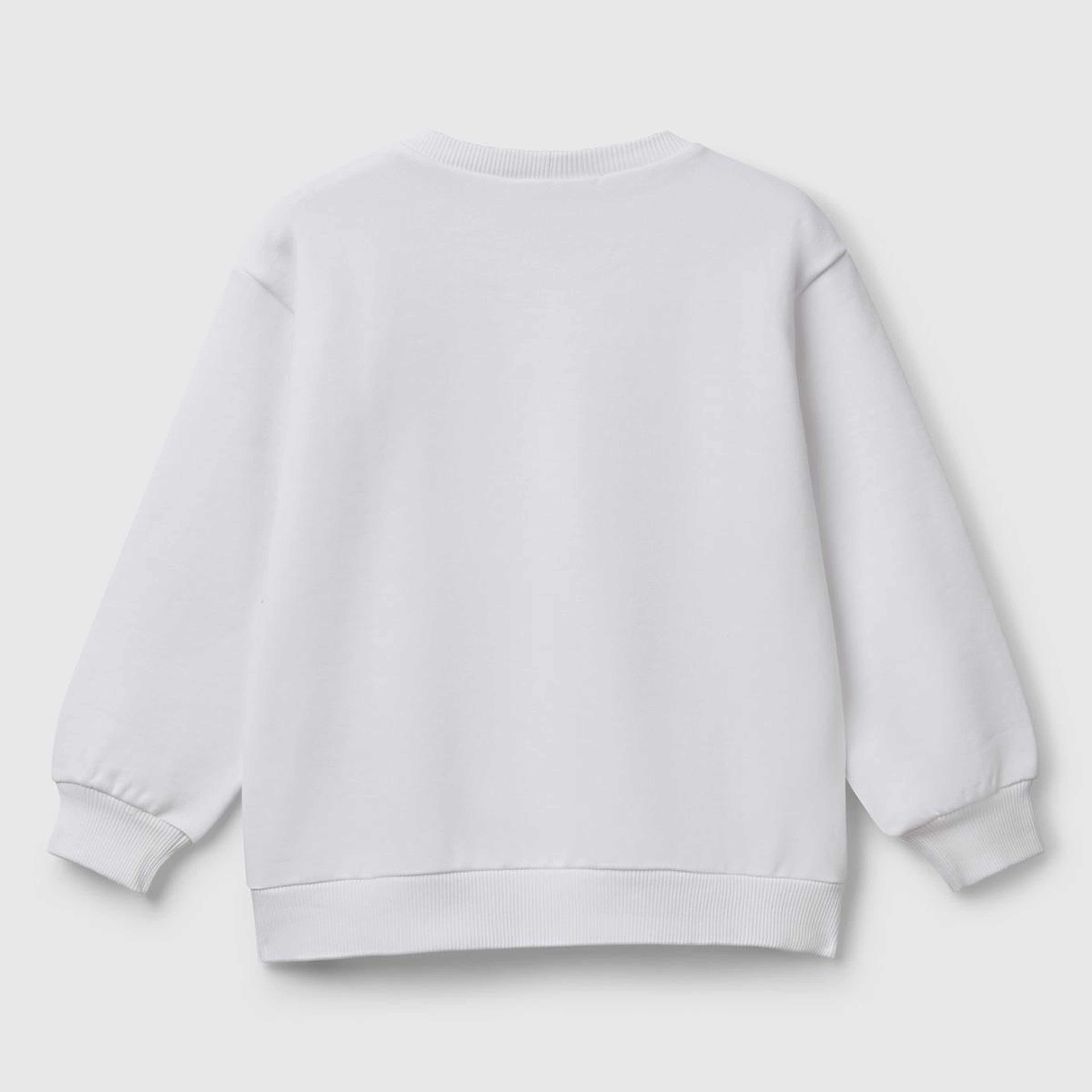 Erkek Çocuk Beyaz Rolling Stones Baskılı Etiket Logolu Bisiklet Yaka Sweatshirt