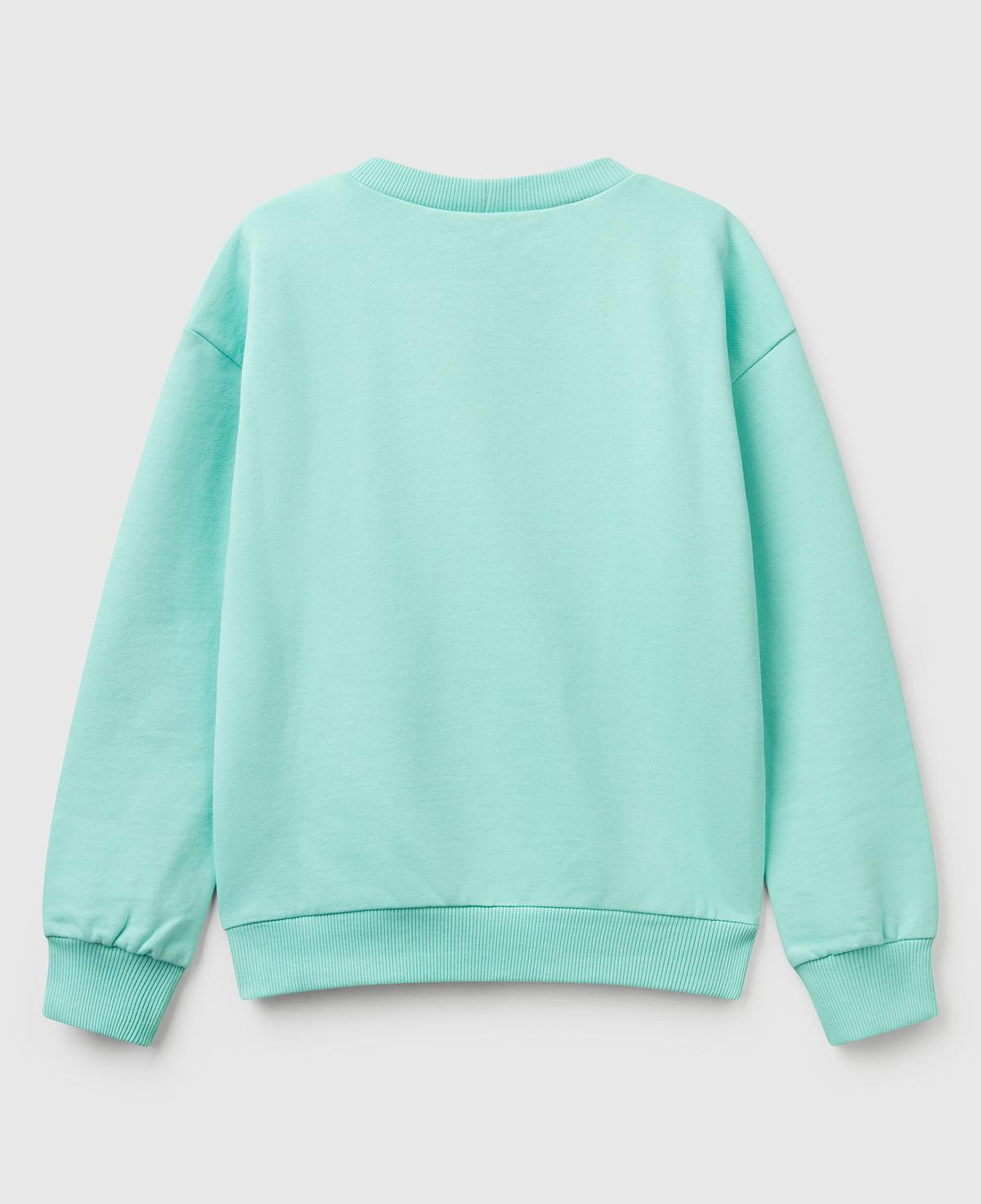 Kız Çocuk Su Yeşili Peanuts Baskılı Logo Etiketli Bisiklet Yaka Sweatshirt