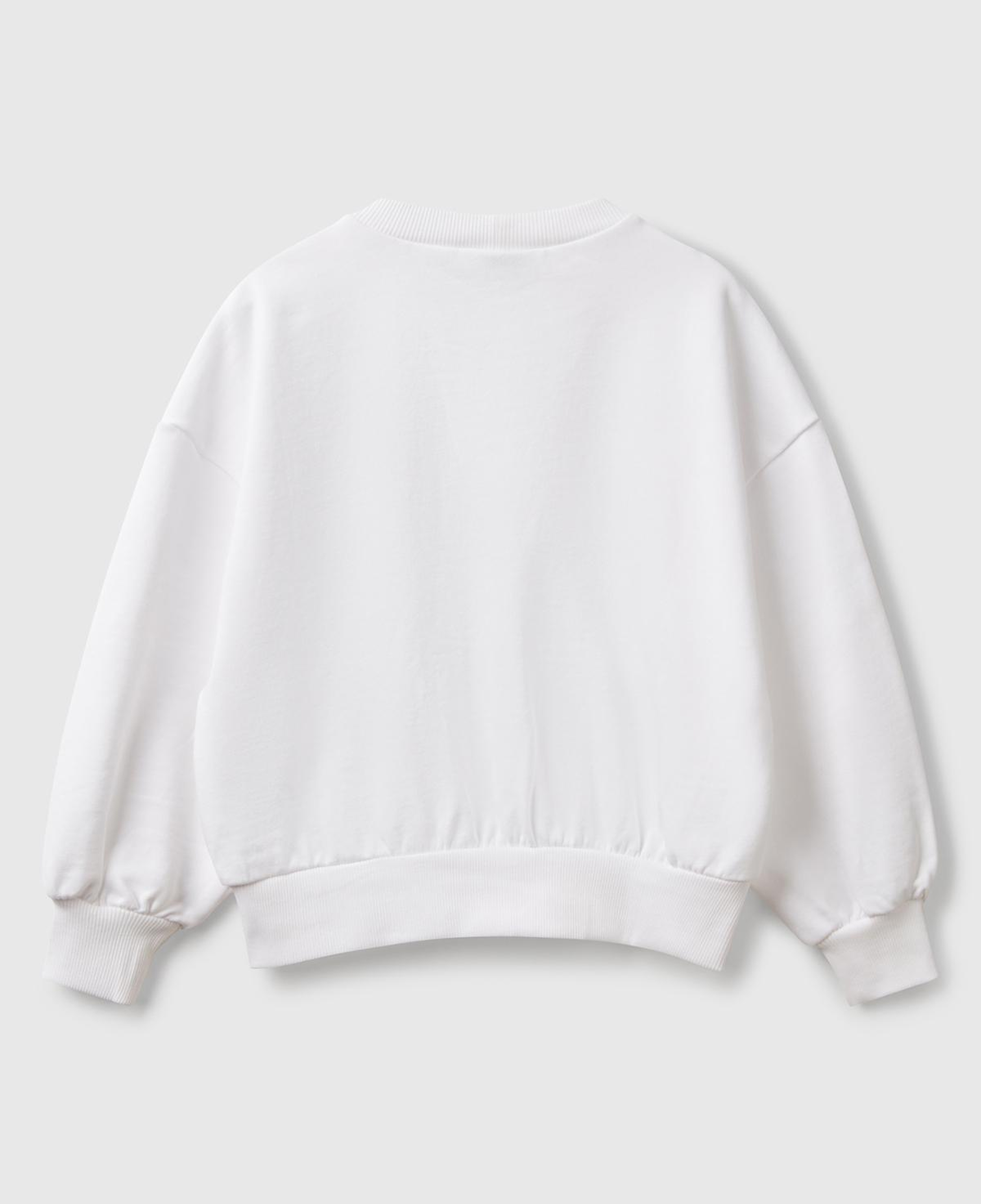 Kız Çocuk Beyaz Rolling Stones Baskılı Logo Etiketli Sweatshirt