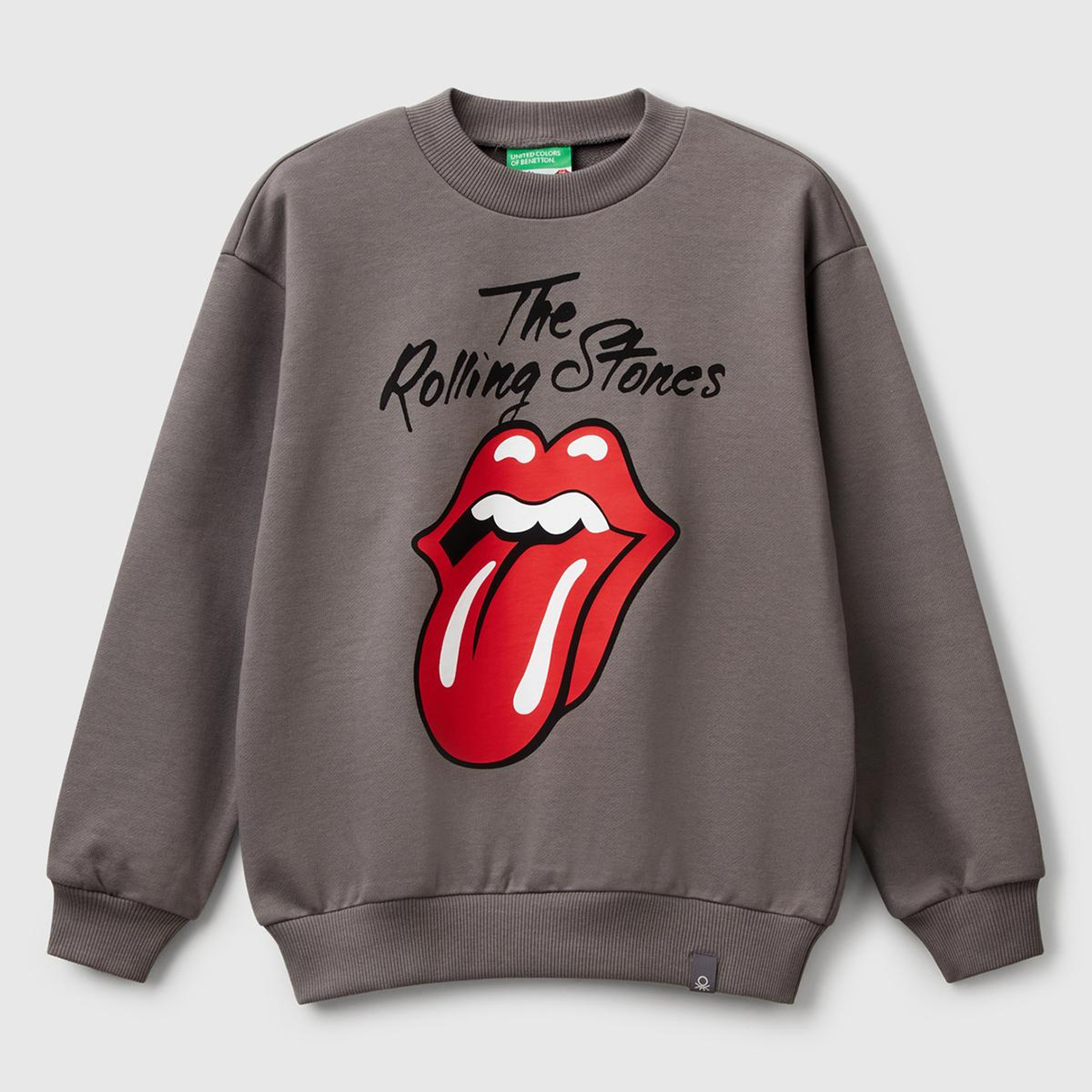 Erkek Çocuk Antrasit Rolling Stones Baskılı Etiket Logolu Bisiklet Yaka Sweatshirt