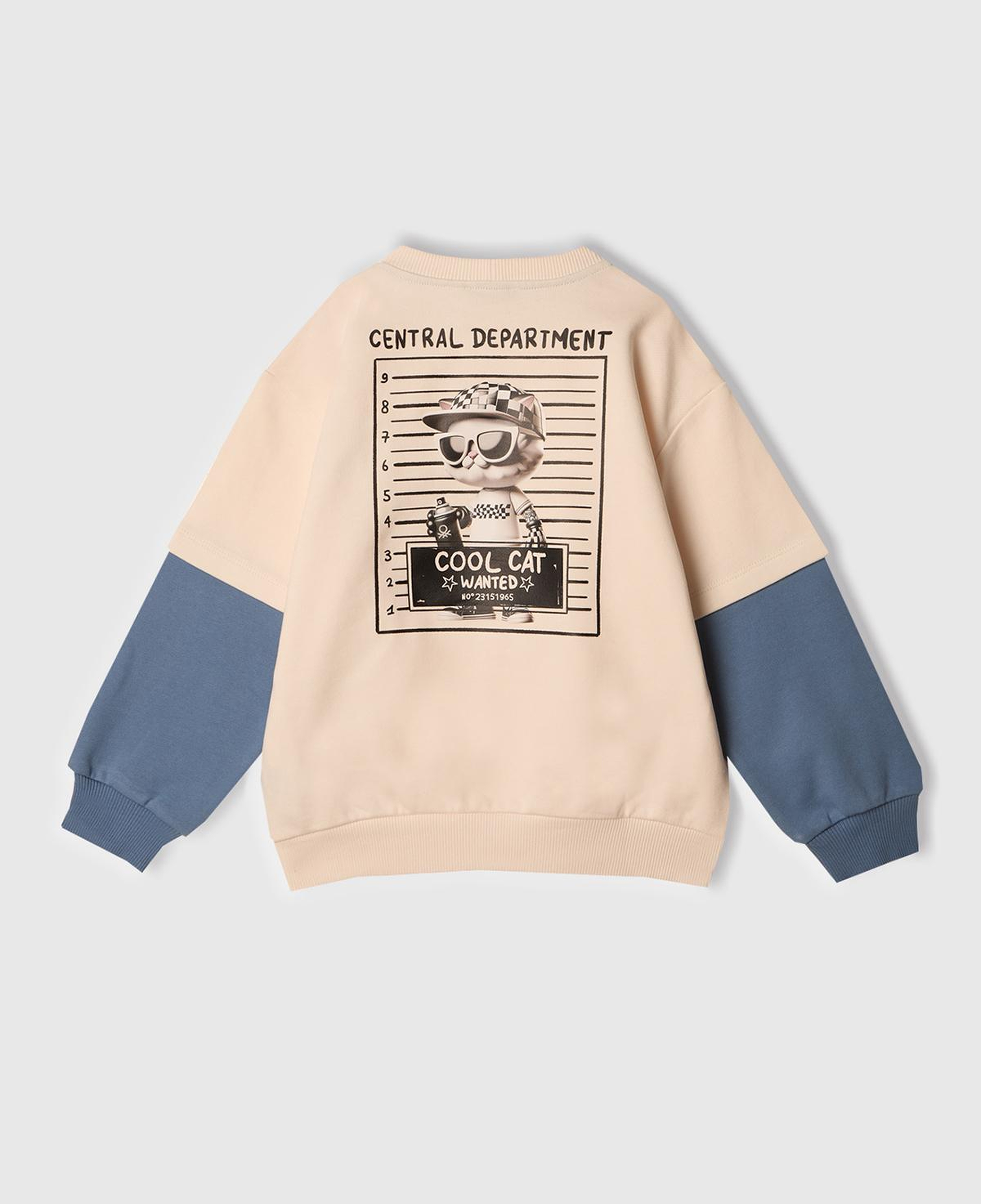 Erkek Çocuk Ekru Grafik Baskılı Çift Kollu Bisiklet Yaka Sweatshirt