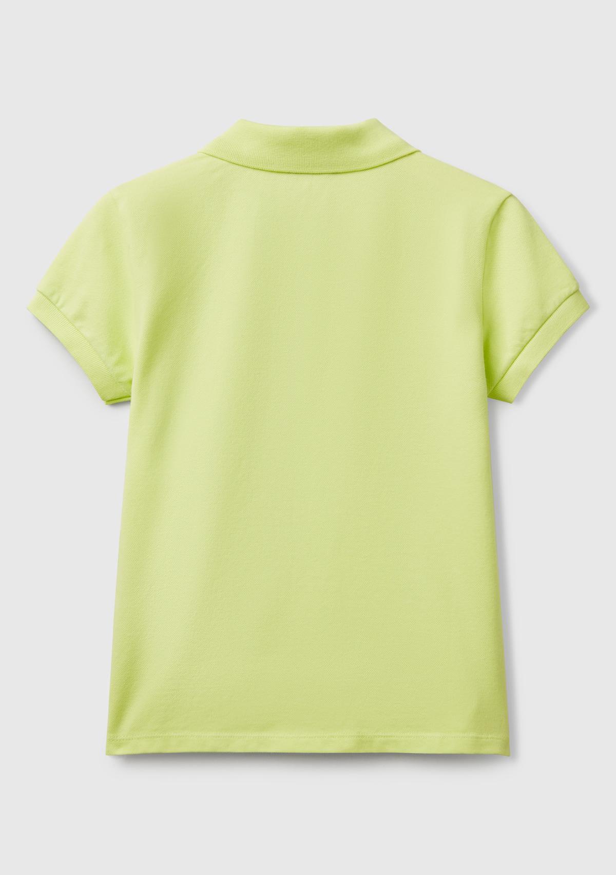 Kız Çocuk Sarı Logolu Pike Polo T-Shirt