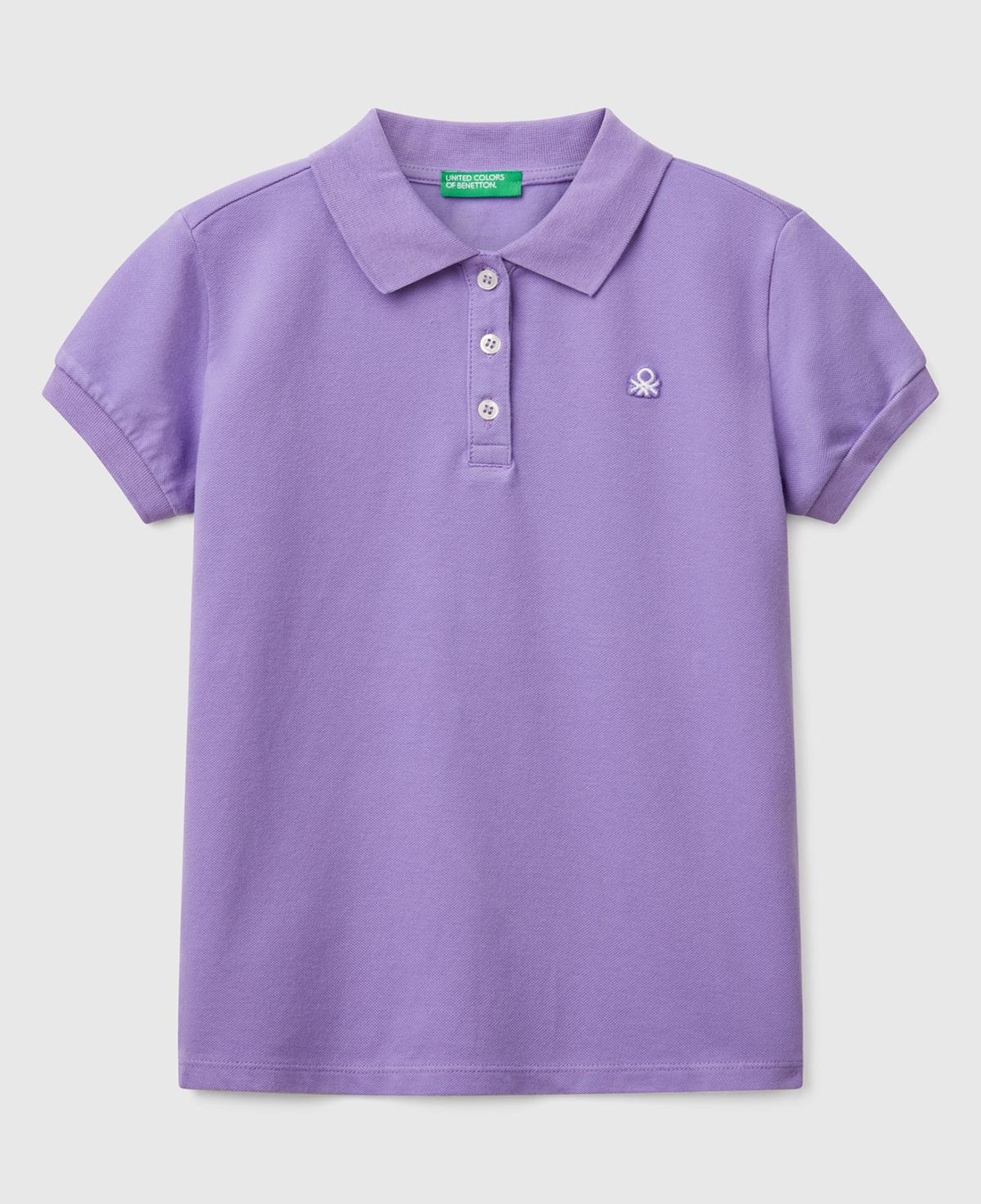 Kız Çocuk Mor Logolu Pike Polo T-Shirt