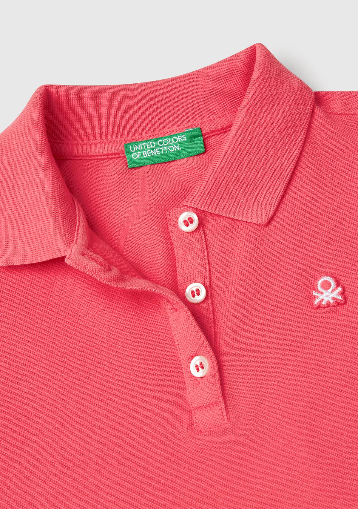 Kız Çocuk Fuşya Logolu Pike Polo T-Shirt