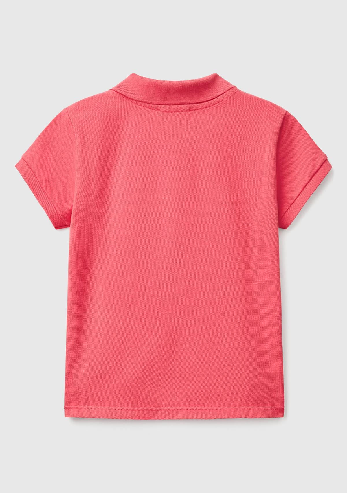 Kız Çocuk Fuşya Logolu Pike Polo T-Shirt