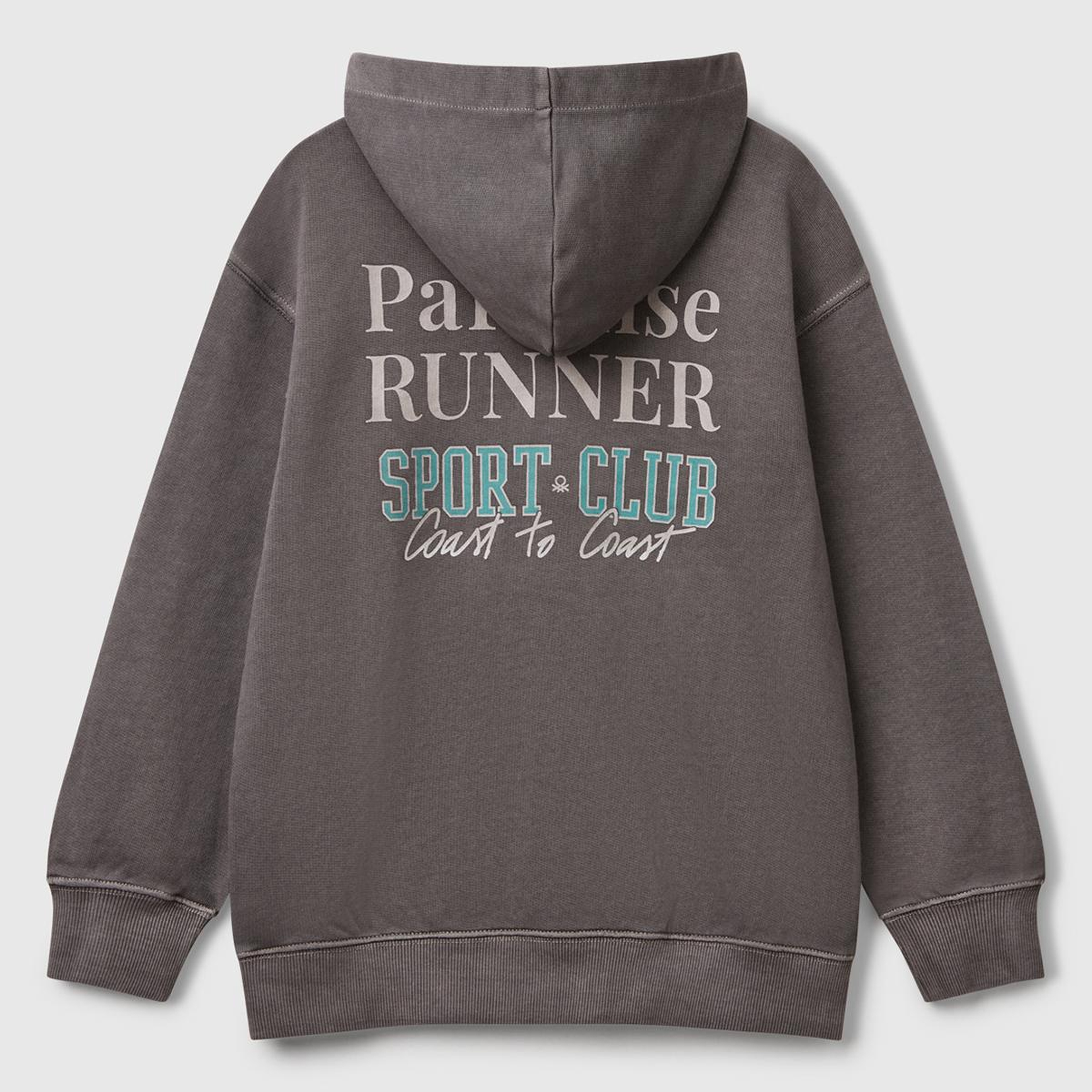 Erkek Çocuk Antrasit Baskılı Soluk Efektli Kese Cepli Kapüşonlu Sweatshirt
