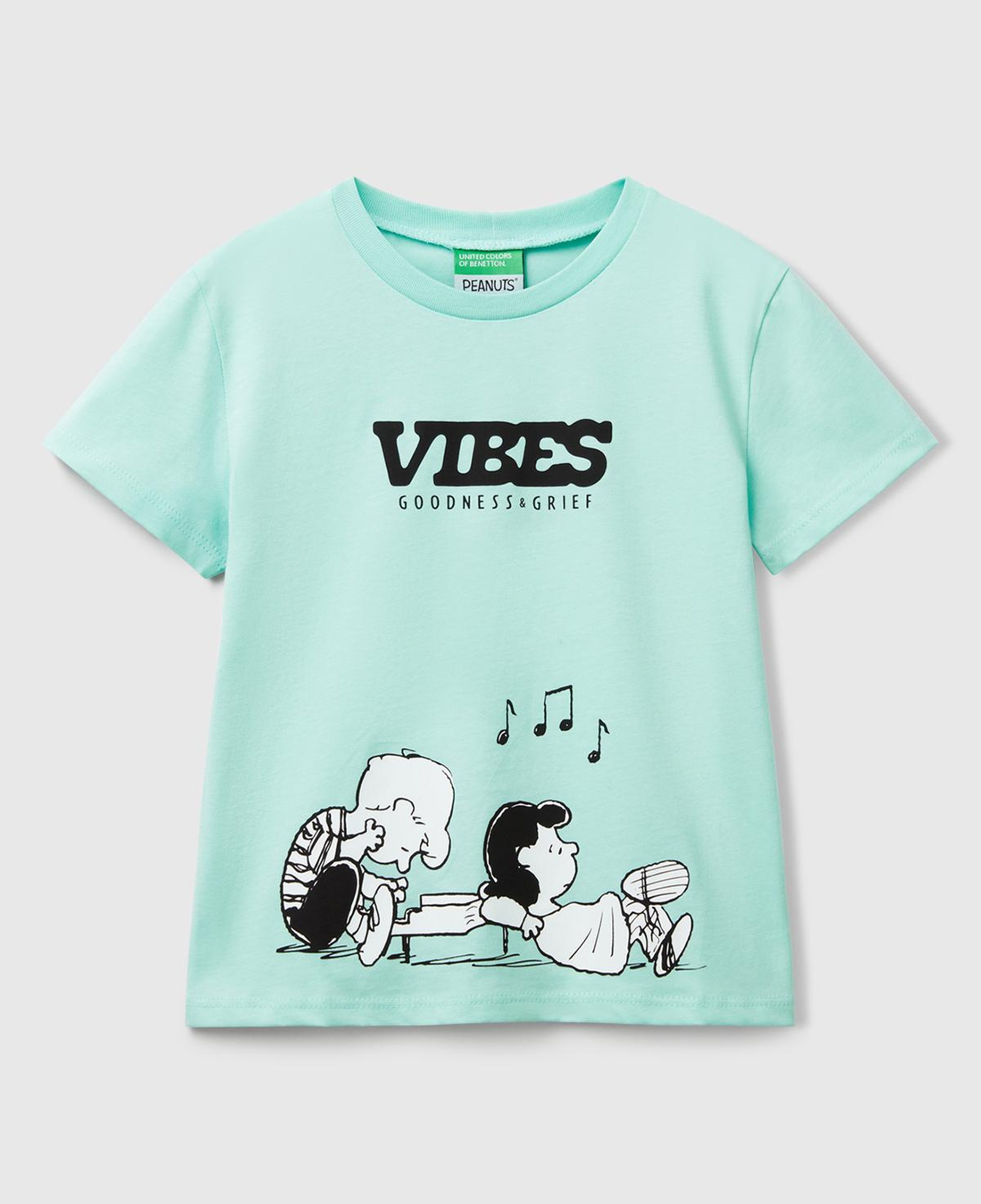 Kız Çocuk Su Yeşili Peanuts Baskılı T-Shirt