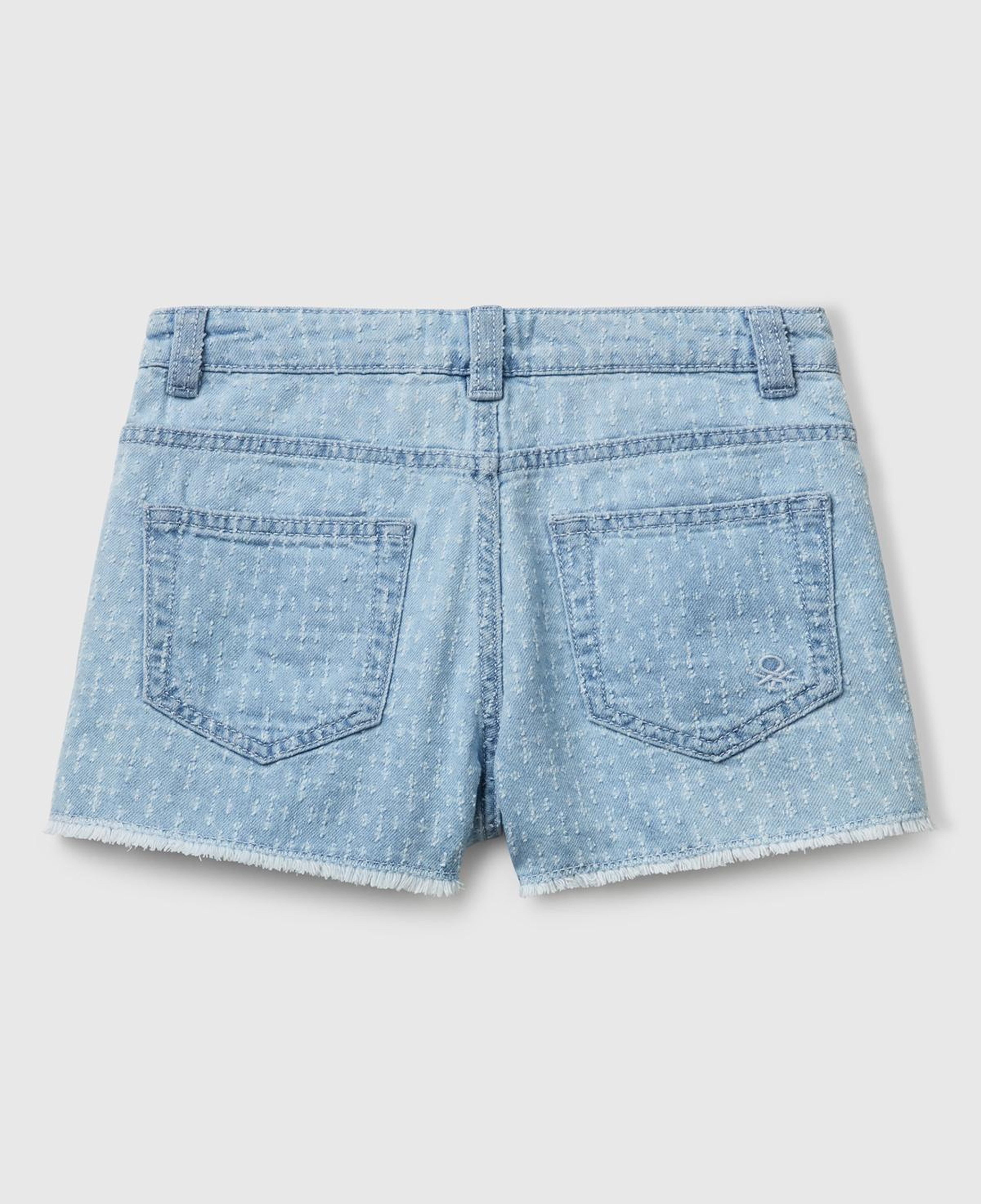 Kız Çocuk Denim Arka Cebi Logo İşlemeli 5 Cepli Lazerli Denim Şort