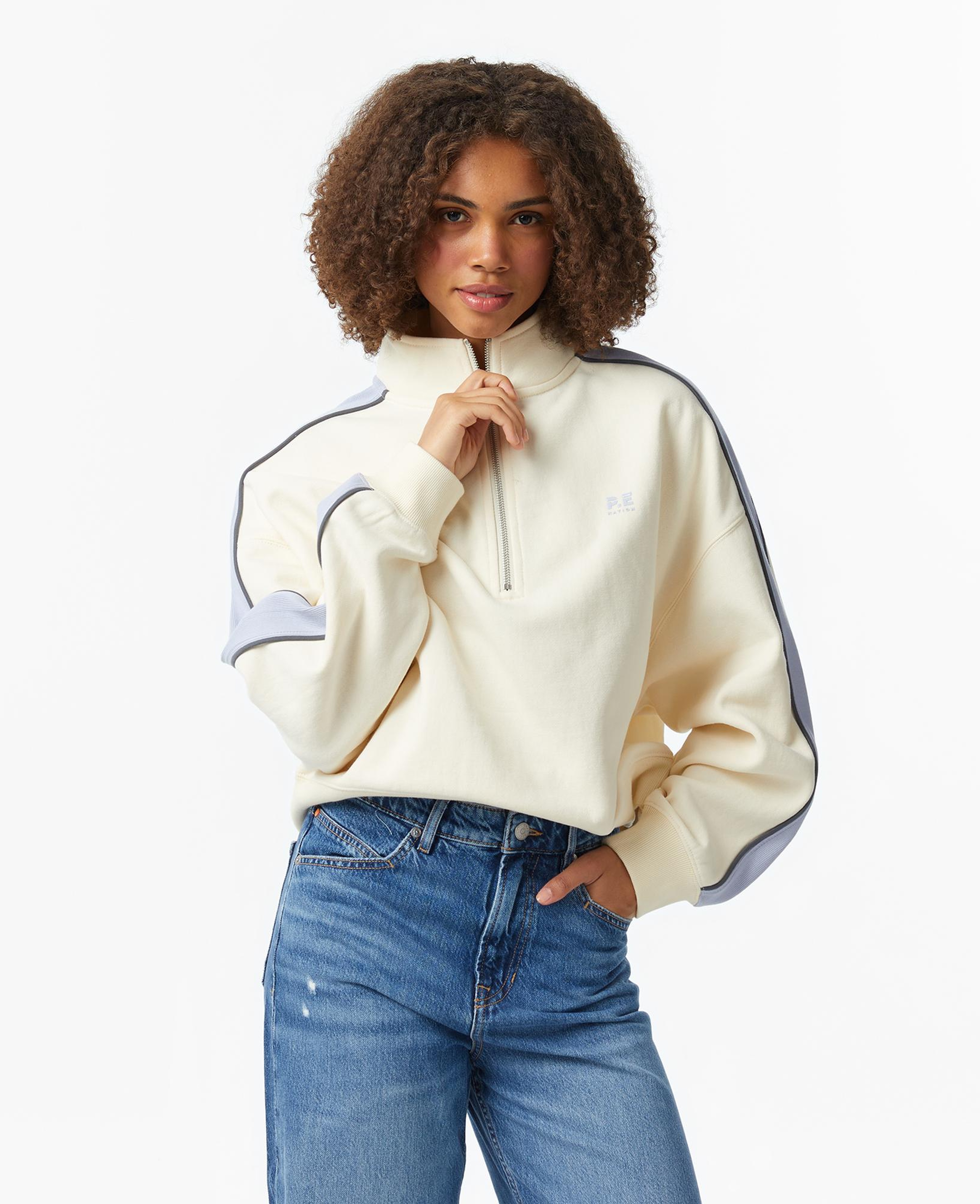 P.E Nation Align Zip Kadın Krem Rengi Sweatshirt