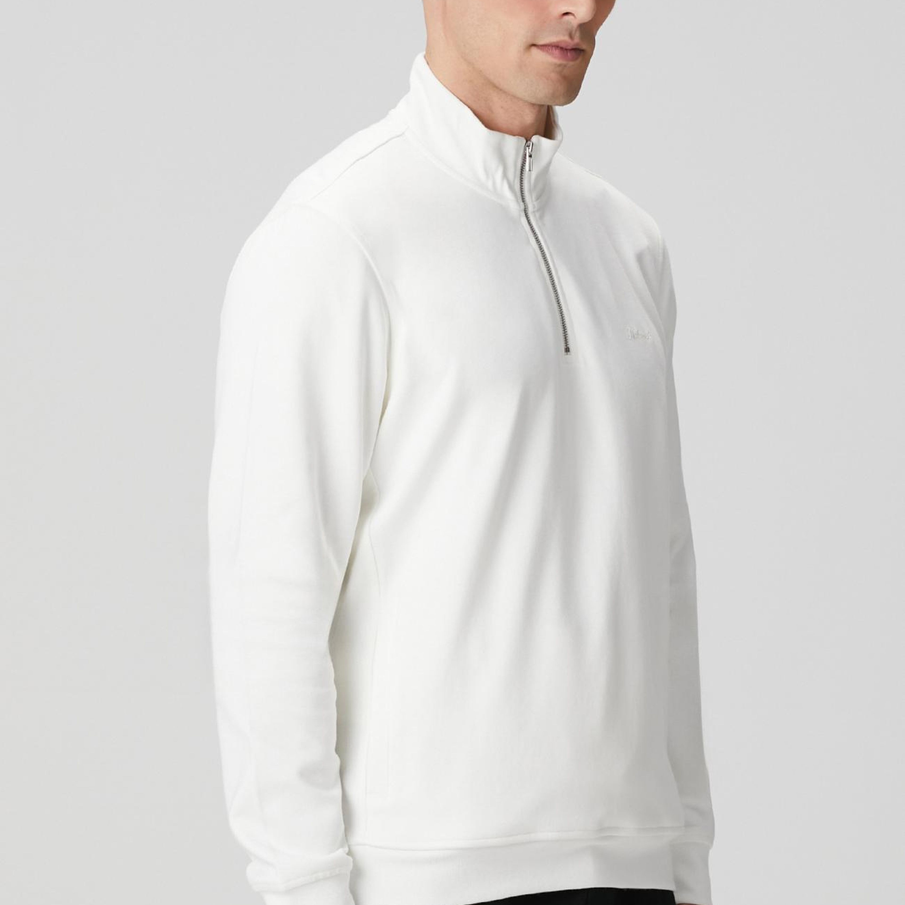 Network Erkek Kırık Beyaz Fermuarlı Sweatshirt