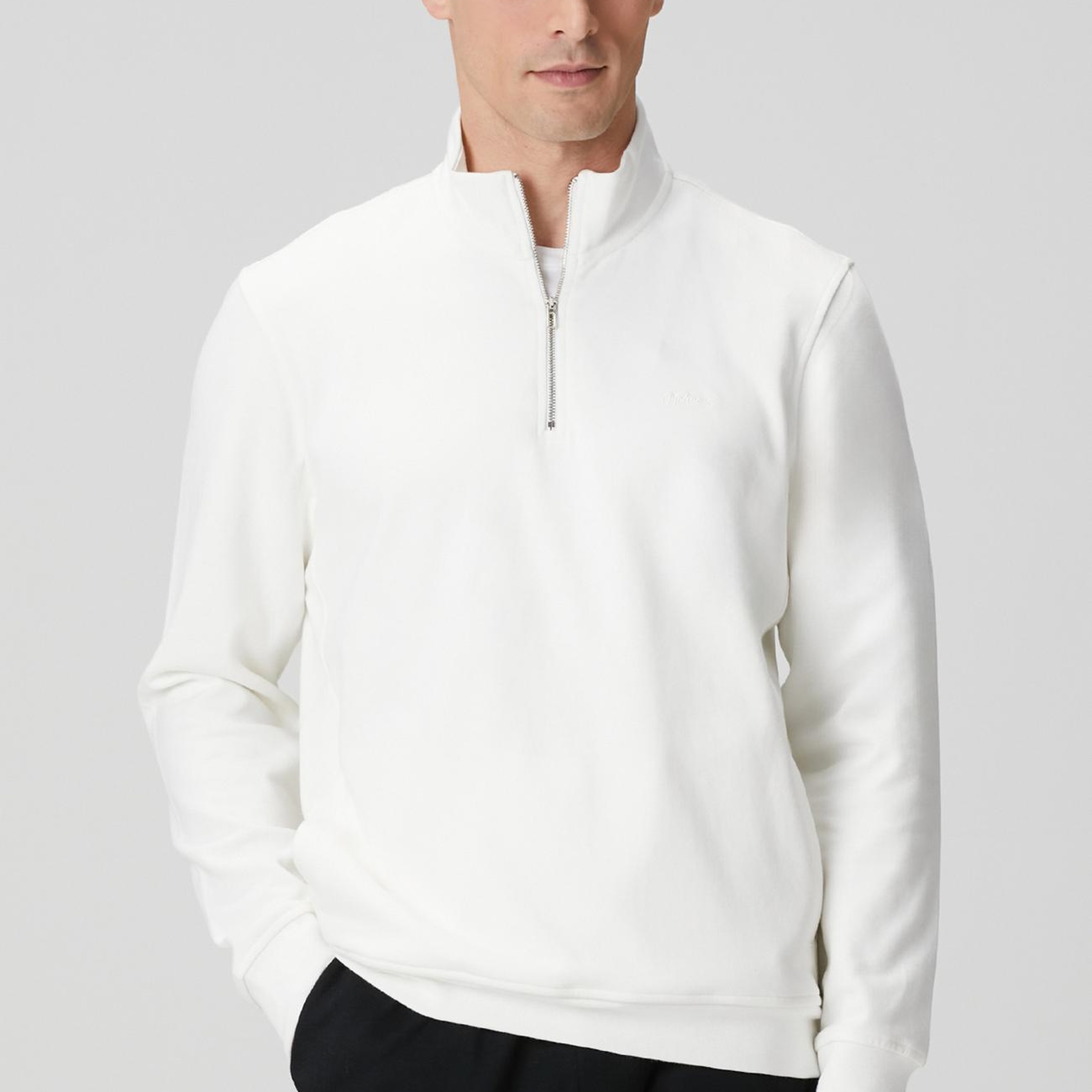 Network Erkek Kırık Beyaz Fermuarlı Sweatshirt