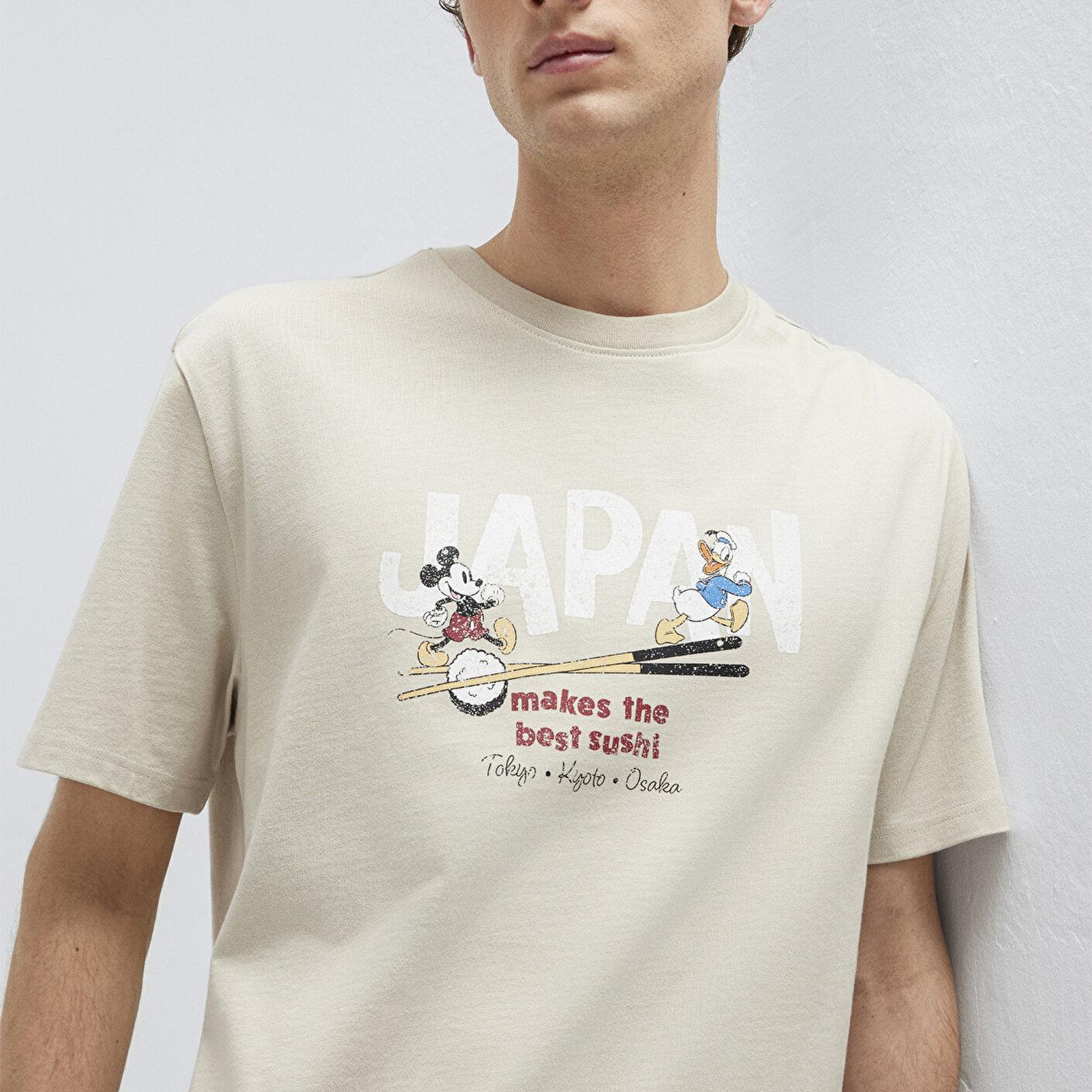 Mavi Japonya Baskılı Bej Tişört Loose Fit / Bol Rahat Kesim 0613209-70144